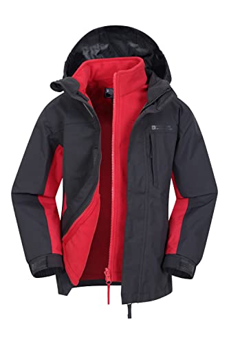 Mountain Warehouse Wasserfeste Cannonball Kinder-3-in-1-Jacke - atmungsaktive Dreiklima Winterjacke mit versiegelten Nähten und abnehmbarer Kapuze. Grau Kinder 128 EU (7-8 Jahre) von Mountain Warehouse