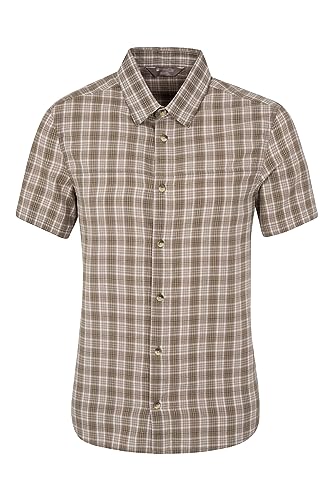 Mountain Warehouse Weekender Kurzarm-Shirt für Herren - 100% Baumwolle, Herbst Wintershirt, leichtes Herrenshirt, atmungsaktives Baumwollhemd - Zum Wandern, Camping & Reisen Grün XL von Mountain Warehouse