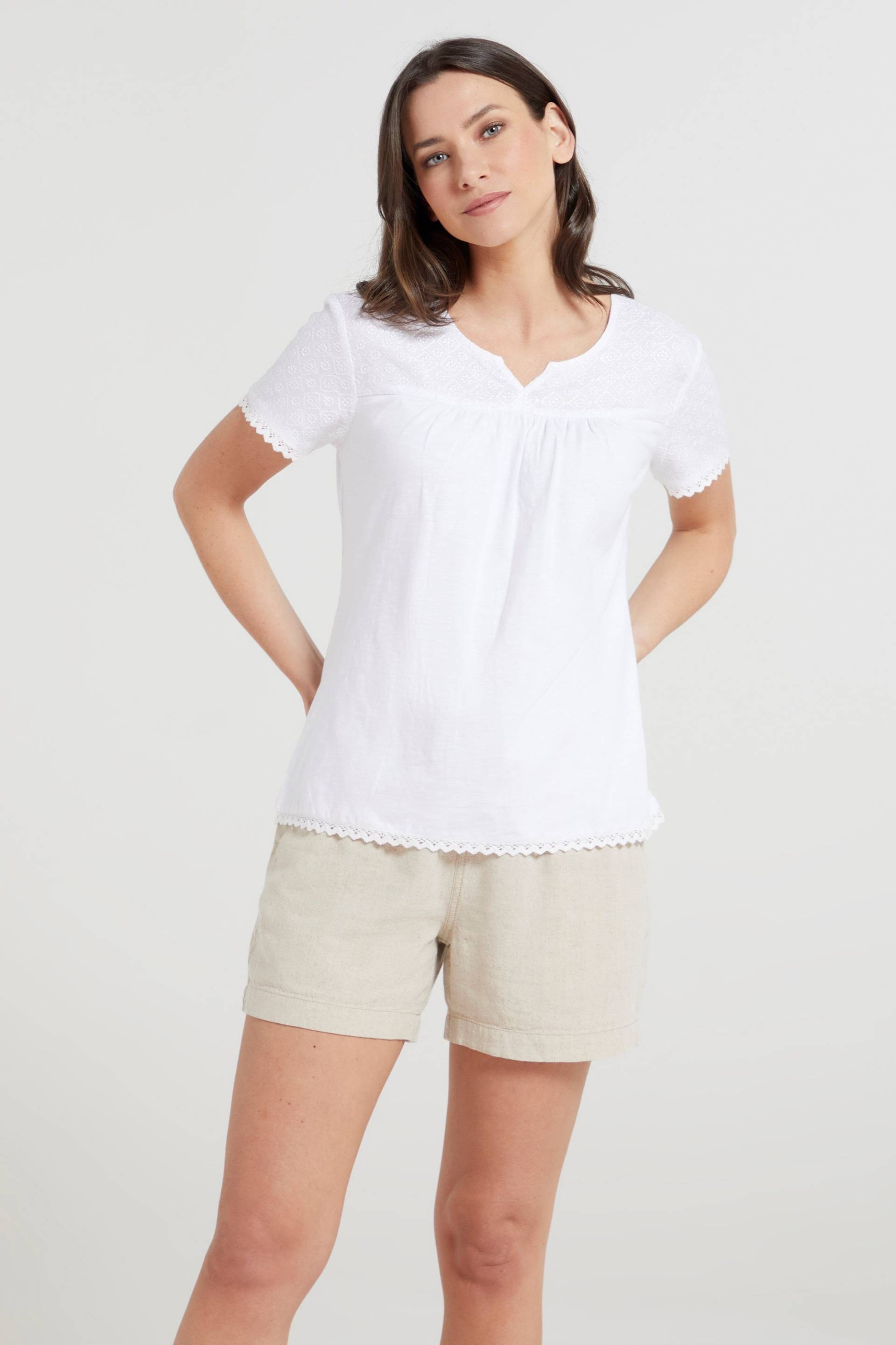 Naples Damen-T-Shirt mit Stickerei - Weiss von Mountain Warehouse