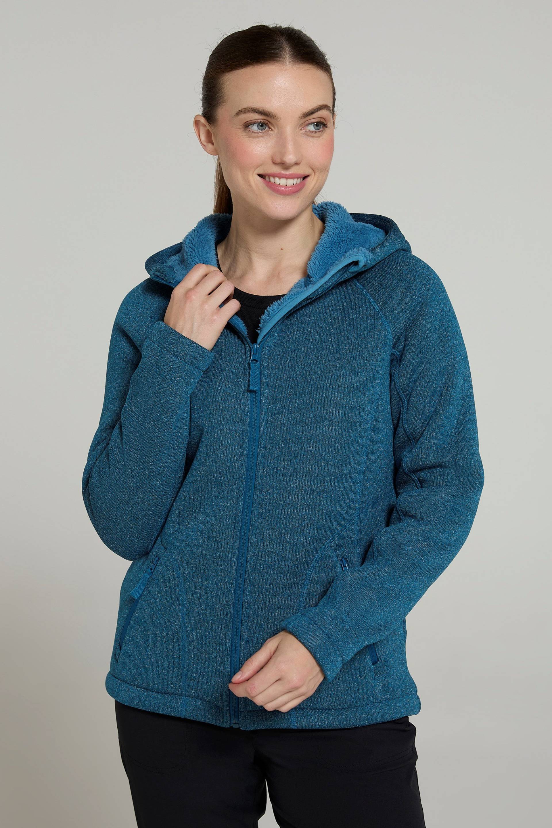 Nevis Pelzgefütterter Damen-Kapuzenpulli - Dunkel Aquamarin von Mountain Warehouse