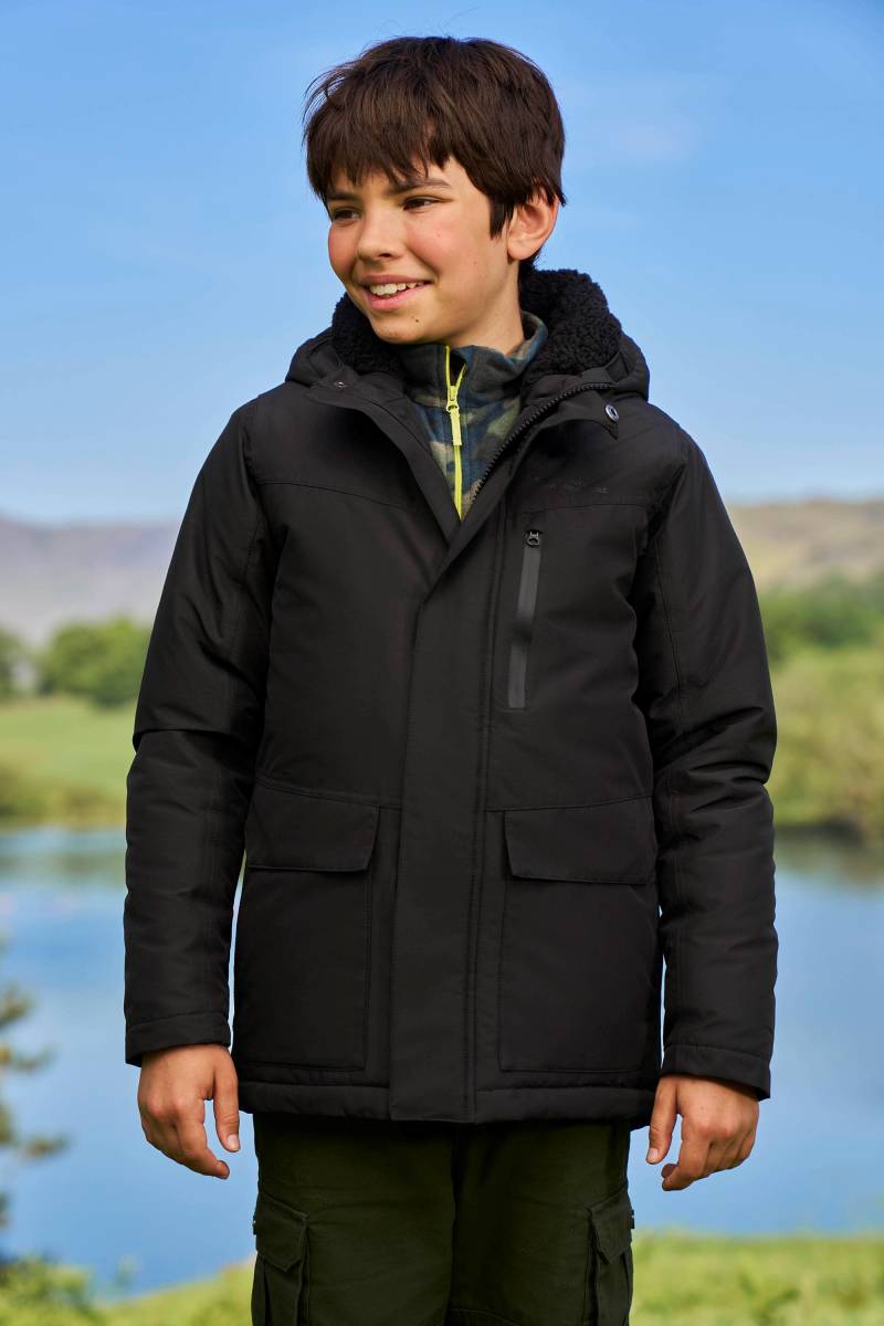 Noah Wasserdichte Kinderjacke mit Borgfutter - Schwarz von Mountain Warehouse