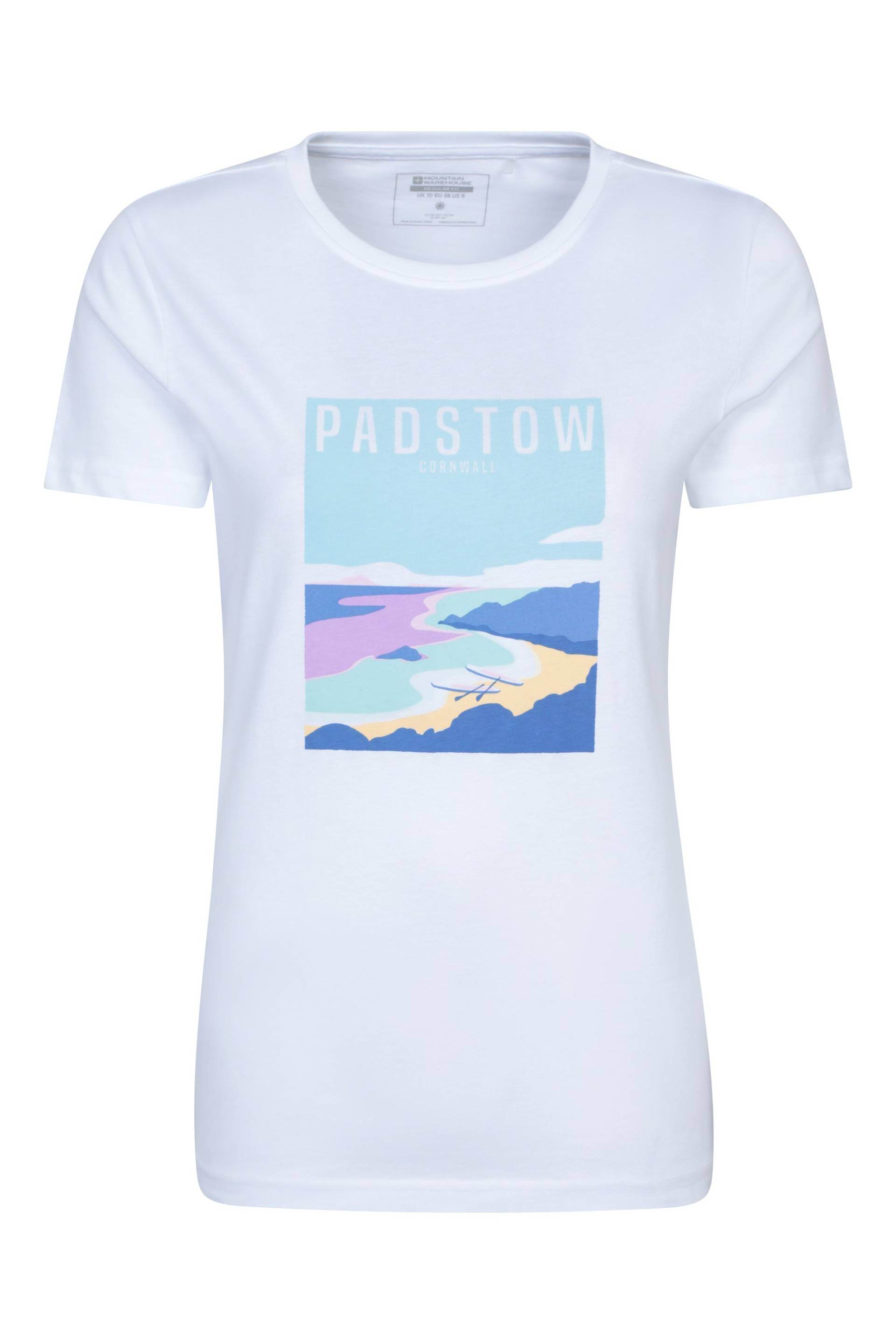 Padstow Graphic Damen-Kurzarm-T-Shirt - Weiss von Mountain Warehouse