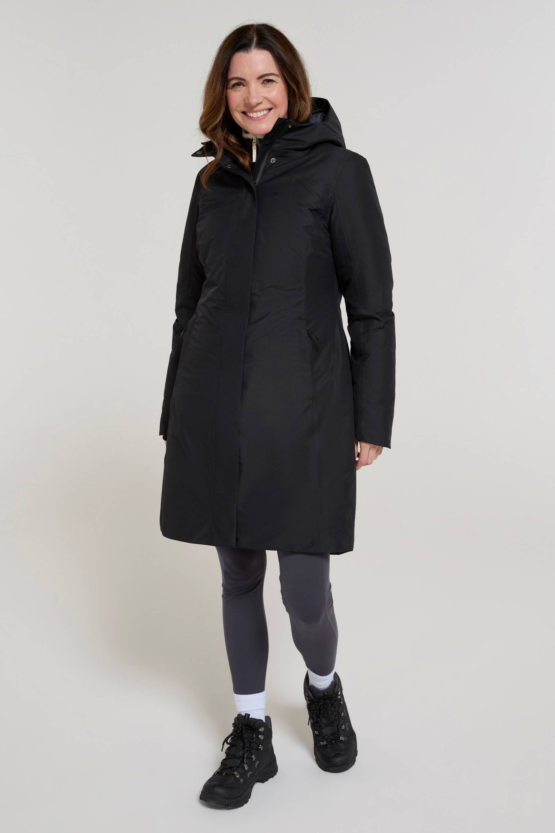 Polar Hybrid Lange Damen Daunenjacke - Schwarz von Mountain Warehouse