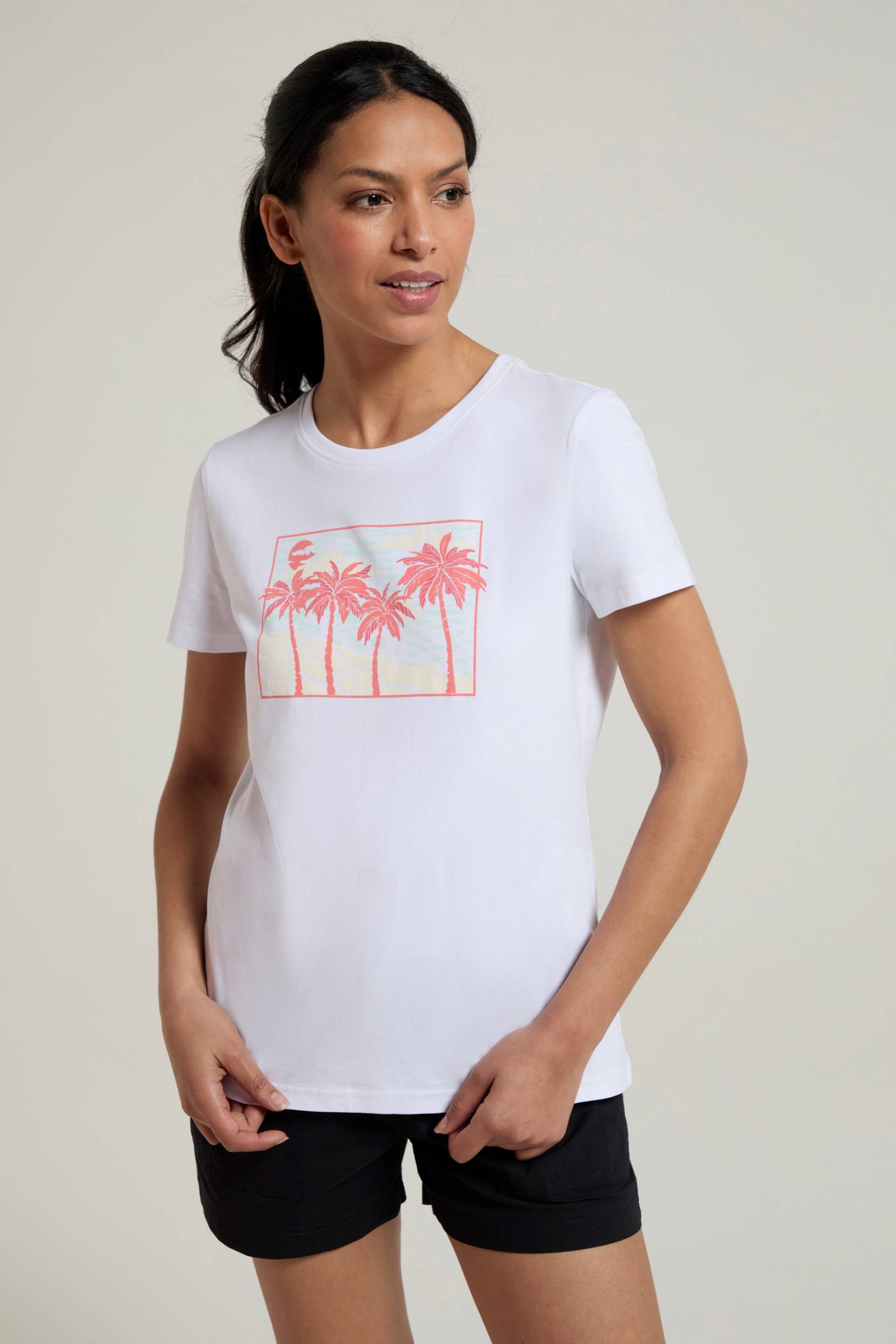 Postcard Palm Bio-Baumwoll Damen T-Shirt - Weiss von Mountain Warehouse