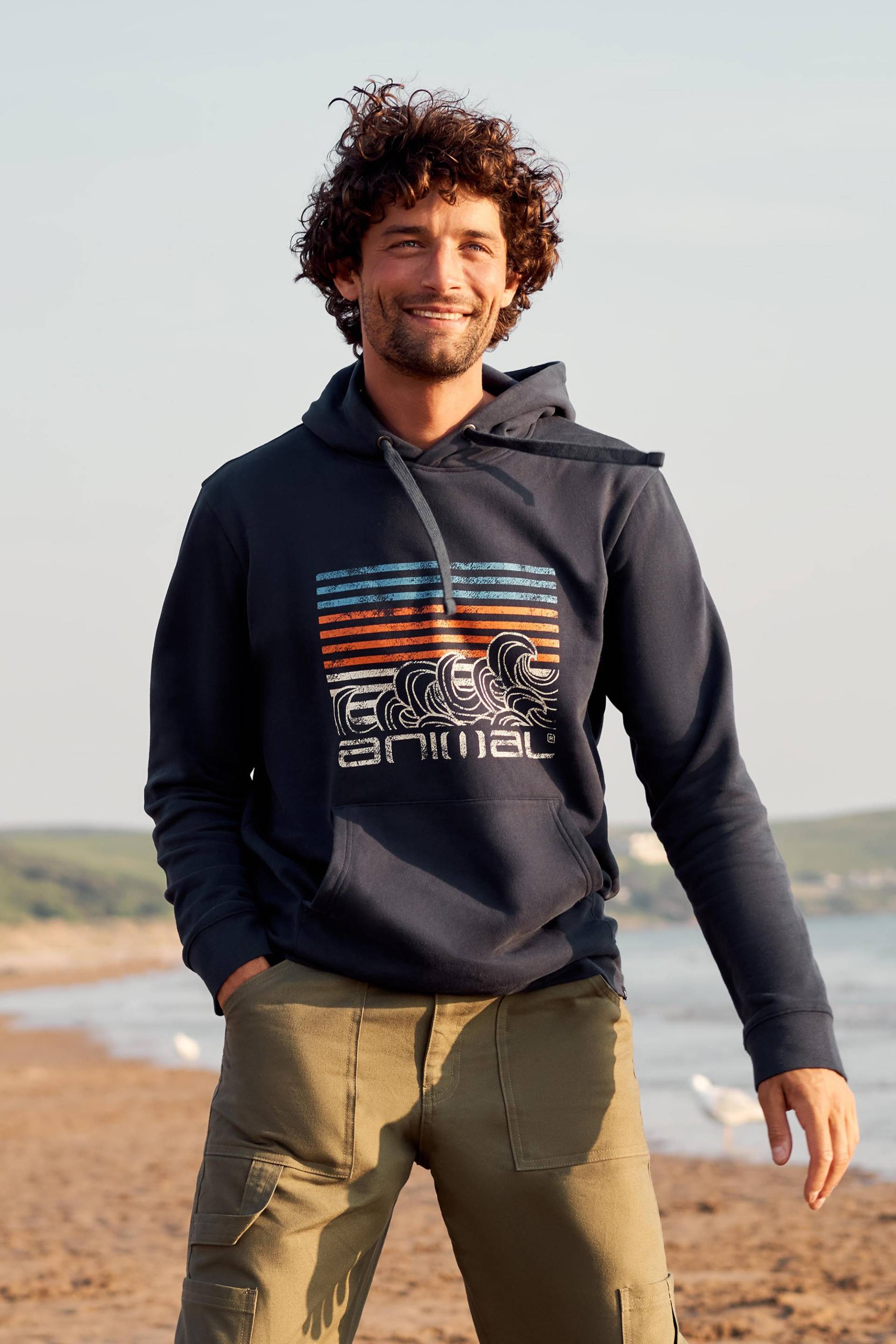 River Bio-Baumwoll Herren-Kapuzenpullover - Marineblau von Animal