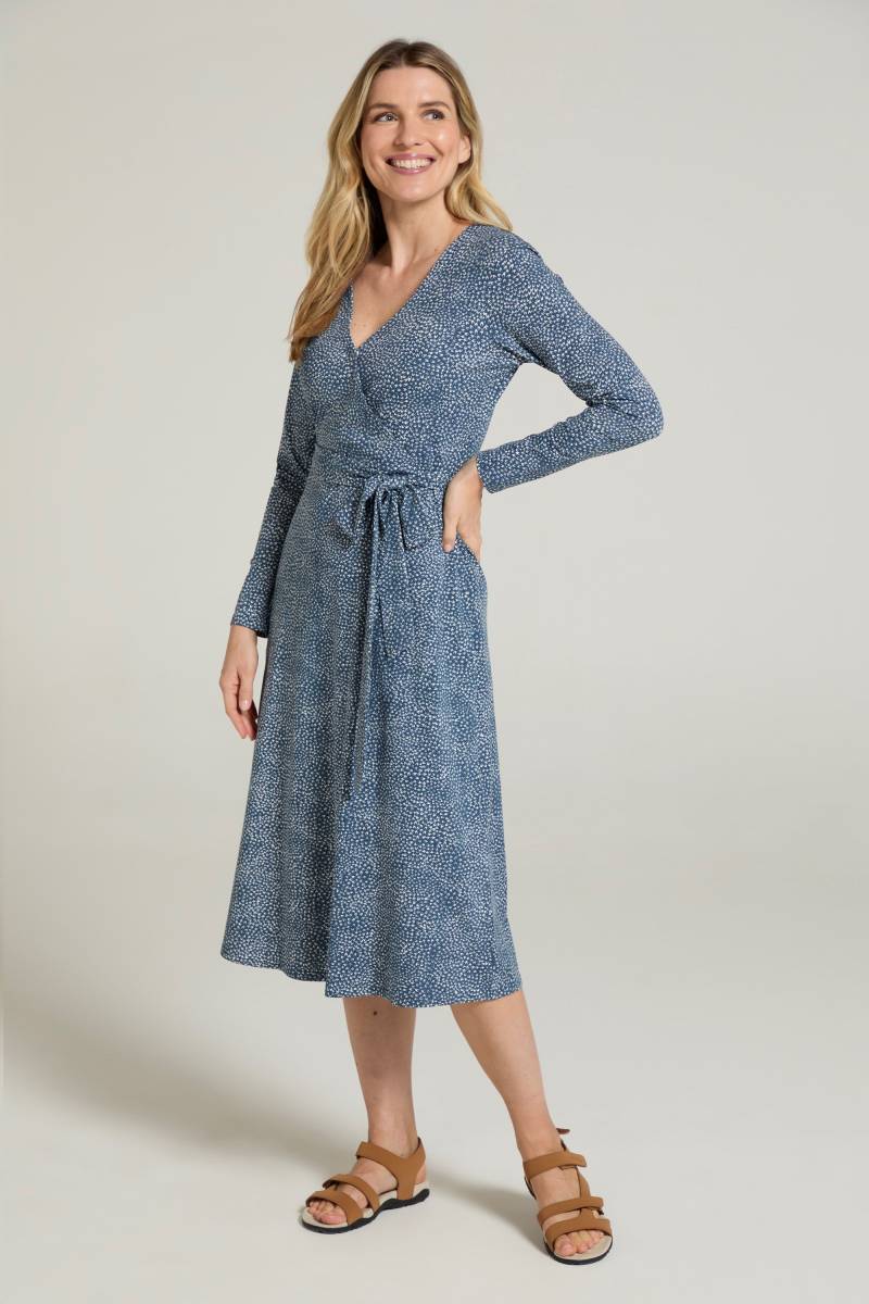 Santorini Damen Langarm Wickelkleid - Dark Blau von Mountain Warehouse