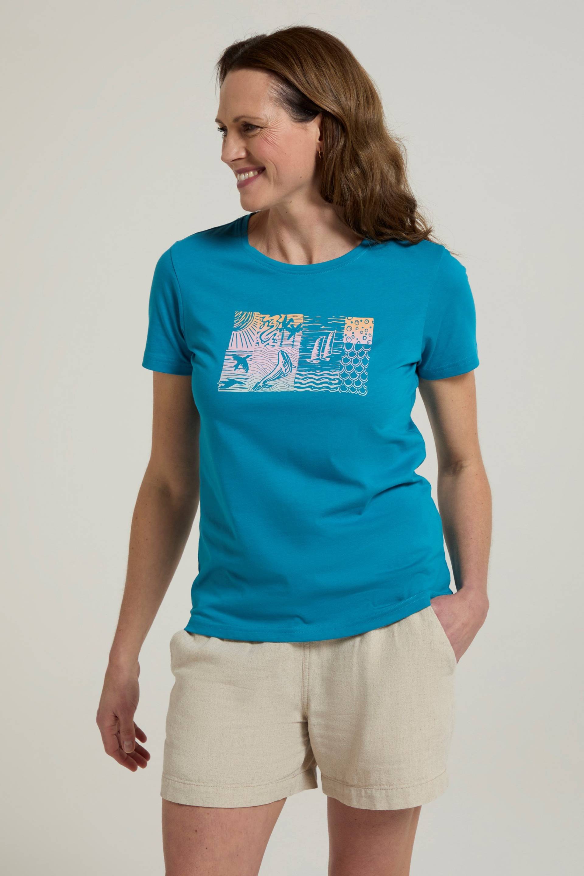 Sealife Damen Bio-Baumwoll T-Shirt - Aquamarin von Mountain Warehouse