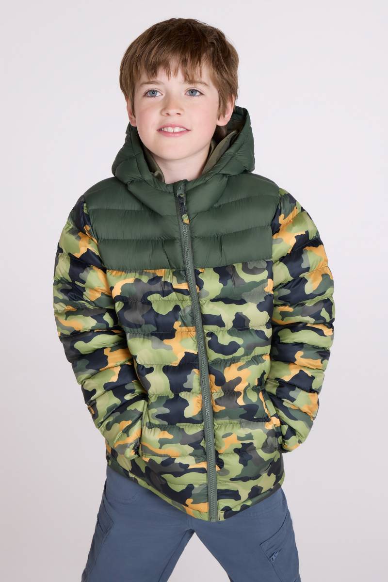 Seasons Gemusterte Kinder Steppjacke - Dunkel-Khaki von Mountain Warehouse