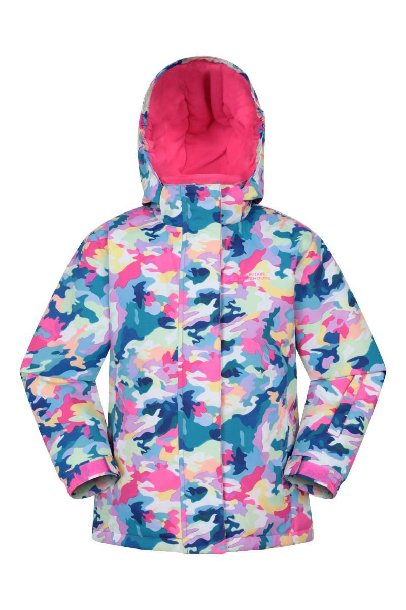 Snowdrop Gemusterte Kinder-Skijacke - Intensiv Pink von Mountain Warehouse
