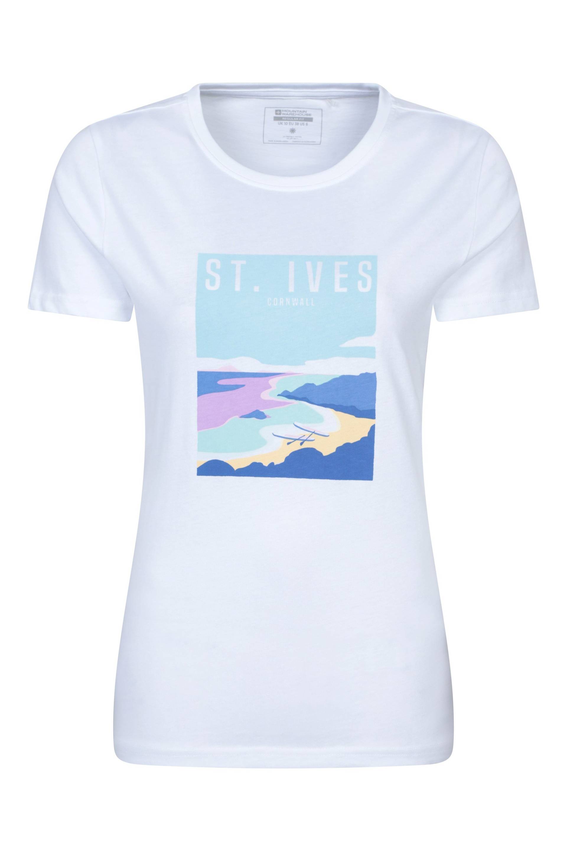 St Ives Damen-T-Shirt mit Grafik und kurzen Ärmeln - Weiss von Mountain Warehouse