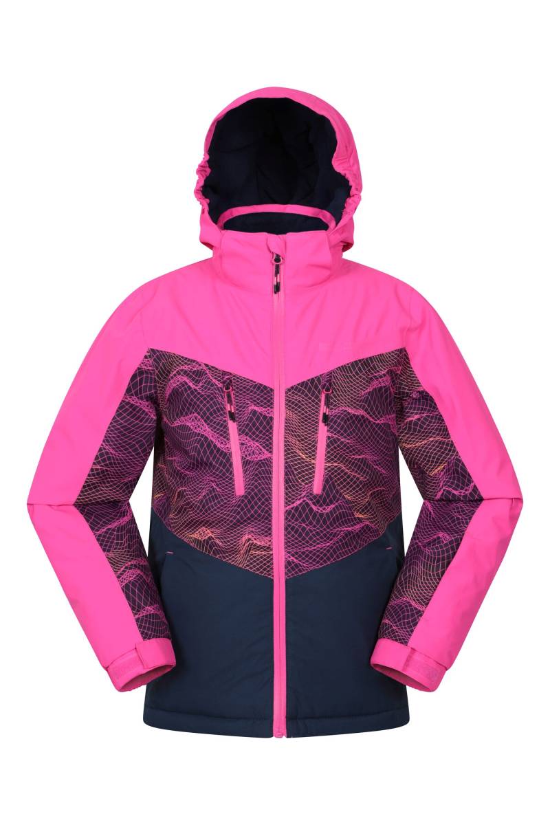 Storm II Extreme Gemusterte Kinder-Skijacke - Dunkel-Pink von Mountain Warehouse