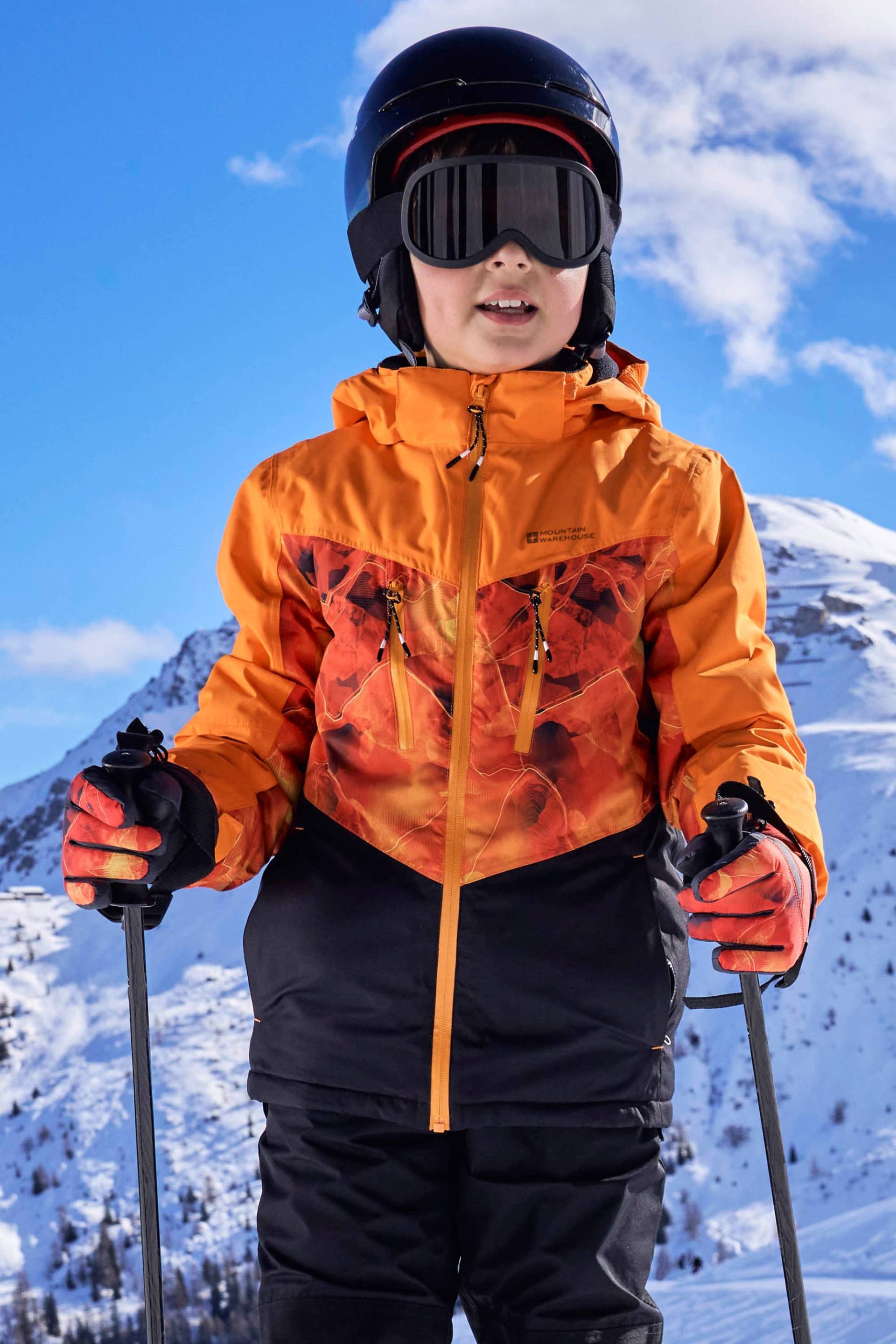 Storm II Extreme Gemusterte Kinder-Skijacke - Orange von Mountain Warehouse