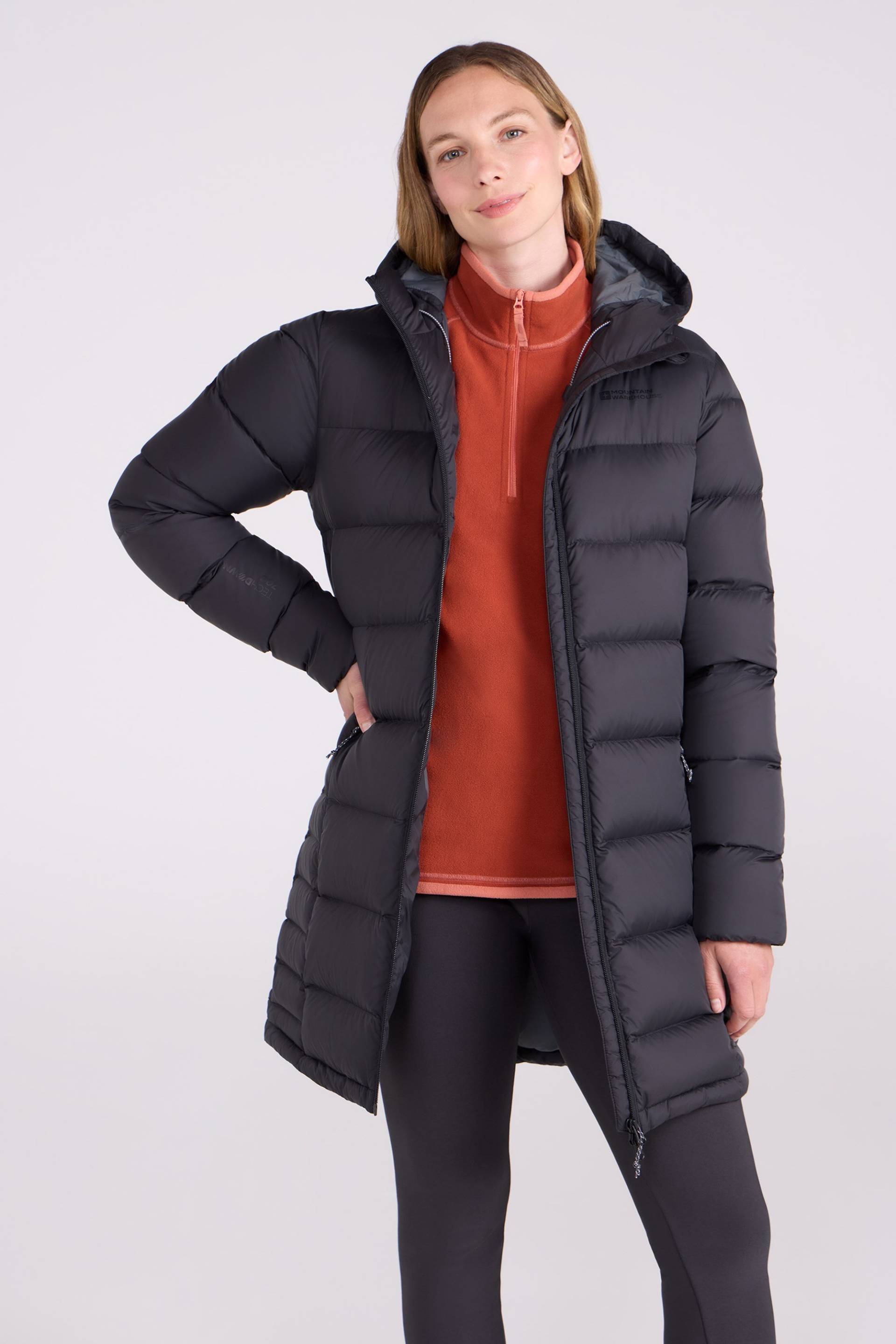 Stratus Extreme Damen-Daunenjacke, lang, packbar - Schwarz von Mountain Warehouse