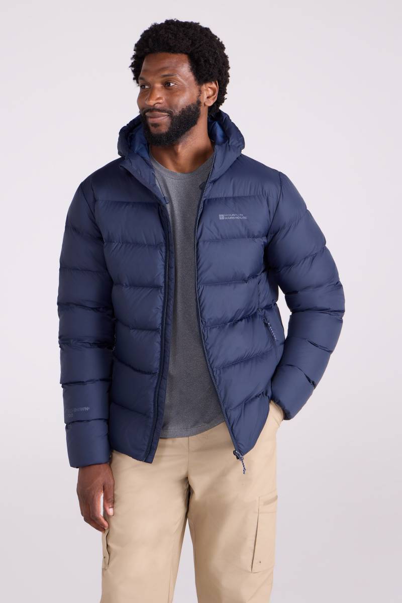 Stratus Packbare Herren Daunenjacke mit Kapuze - Marineblau von Mountain Warehouse