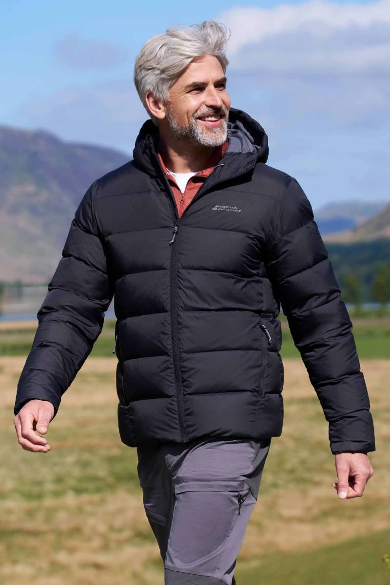 Stratus Packbare Herren Daunenjacke mit Kapuze - Schwarz von Mountain Warehouse