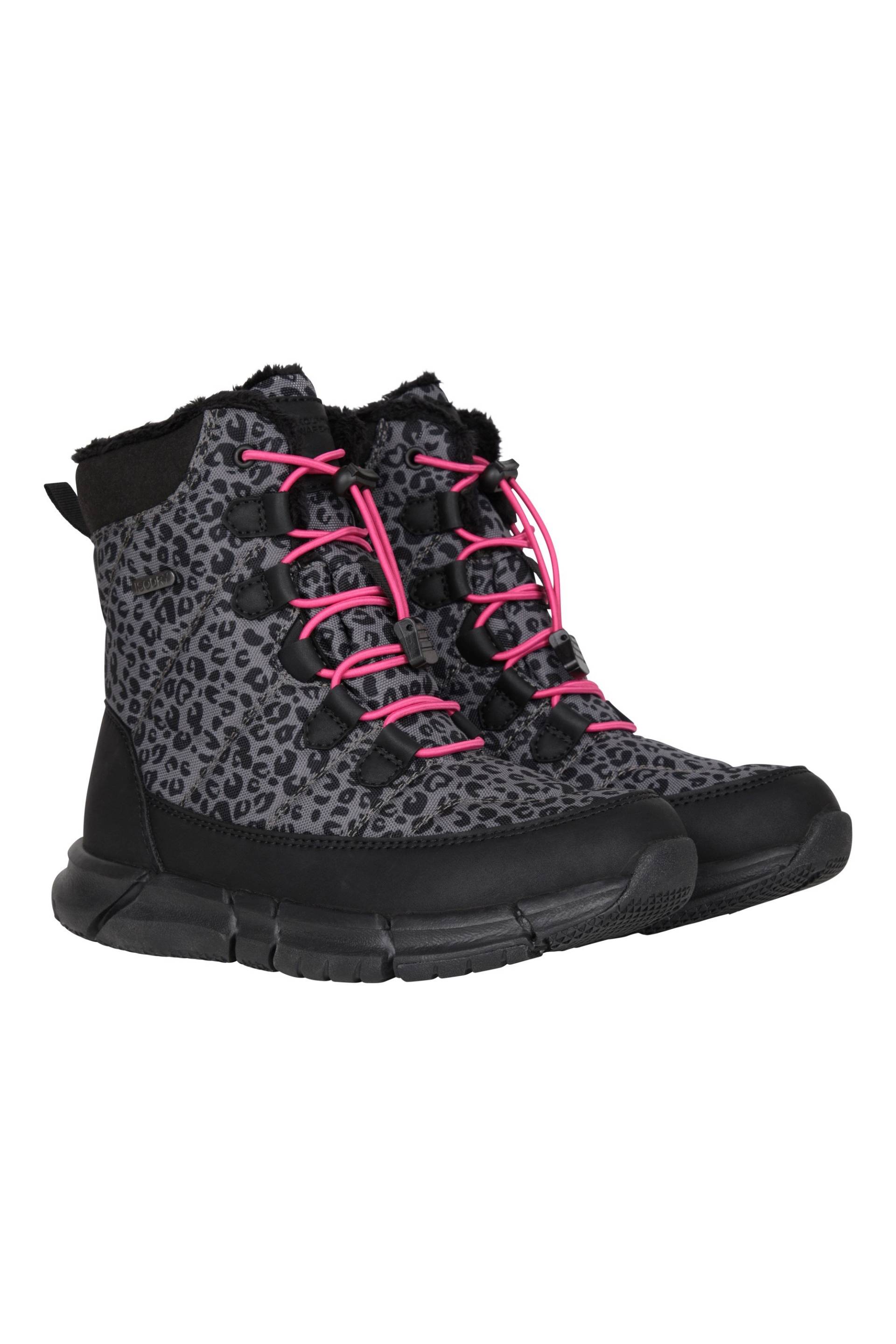 Tahoe Gemusterte Wasserdichte Kinder Schneestiefel - Schwarz von Mountain Warehouse