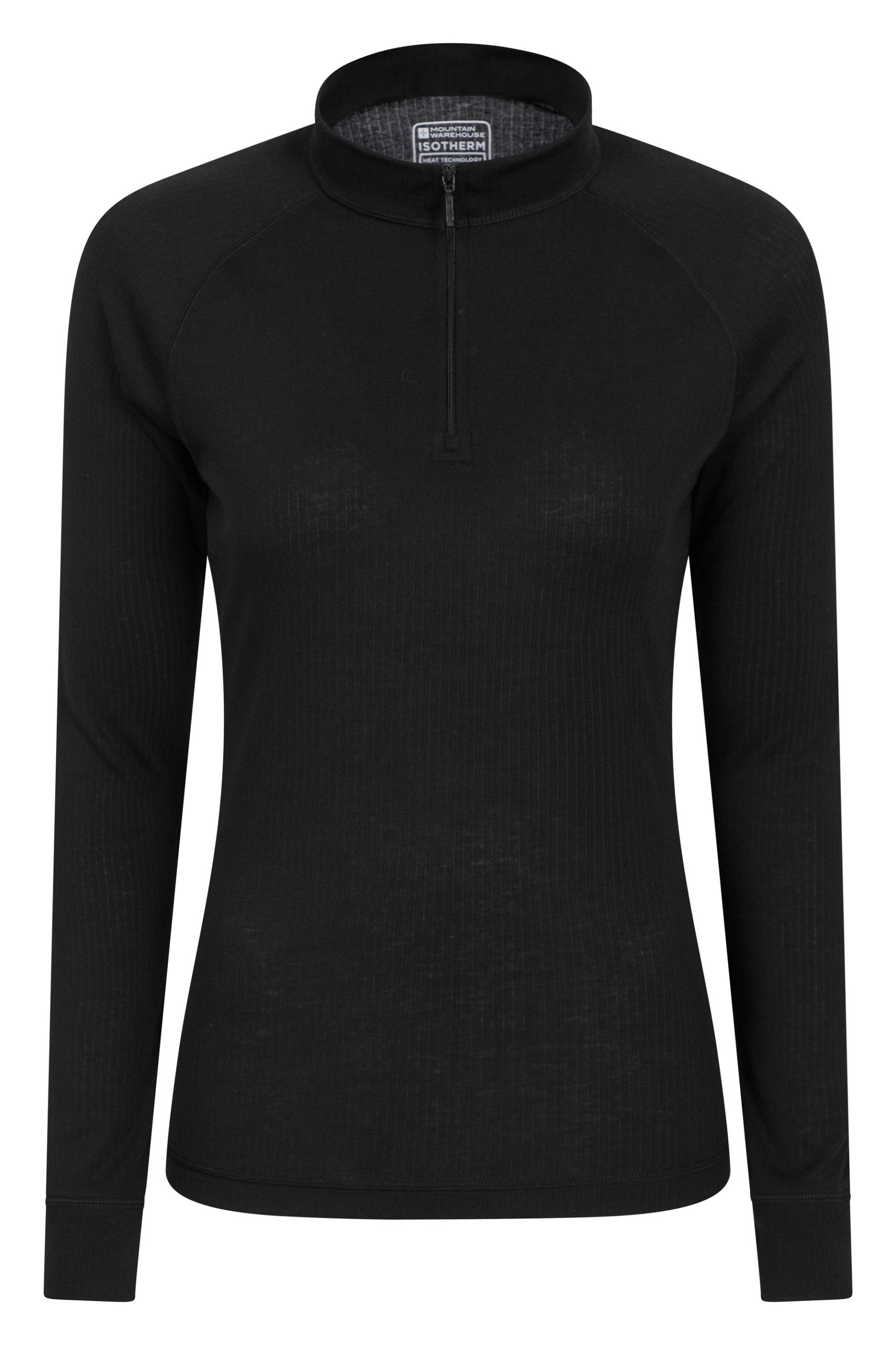 Talus Damen Langarmshirt mit Reißverschluss   - Schwarz von Mountain Warehouse