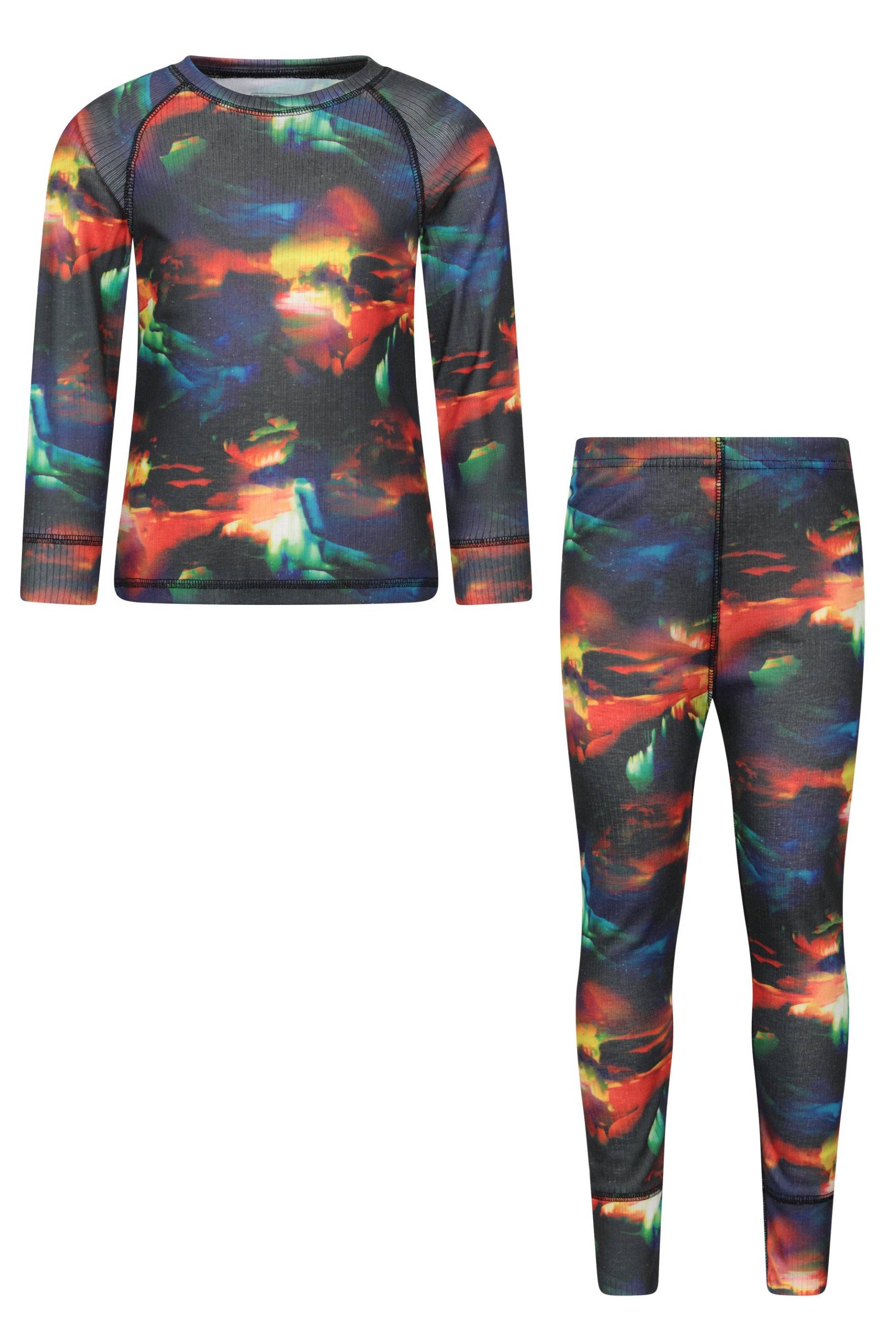 Talus Gemustertes Kinder Baselayer-Top & Hosen Set - Blau von Mountain Warehouse