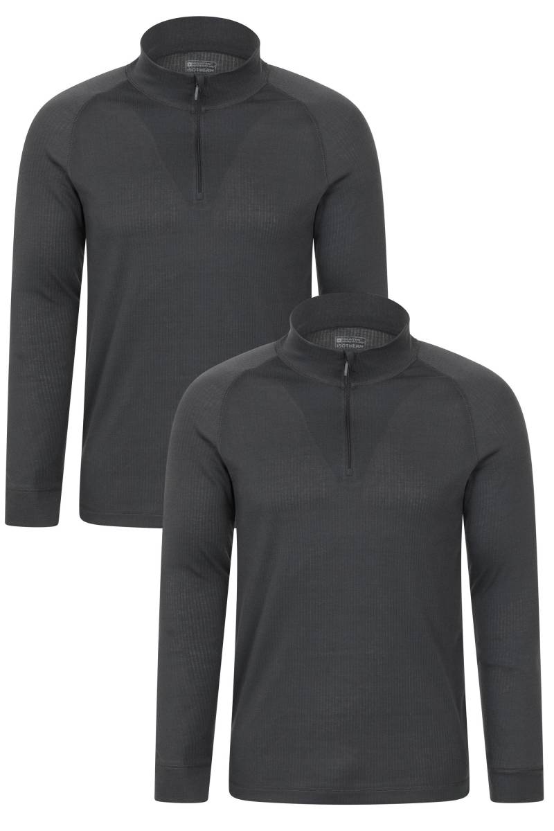 Talus Herren-Langarmshirt mit Reißverschluss - Multipack - Grau von Mountain Warehouse