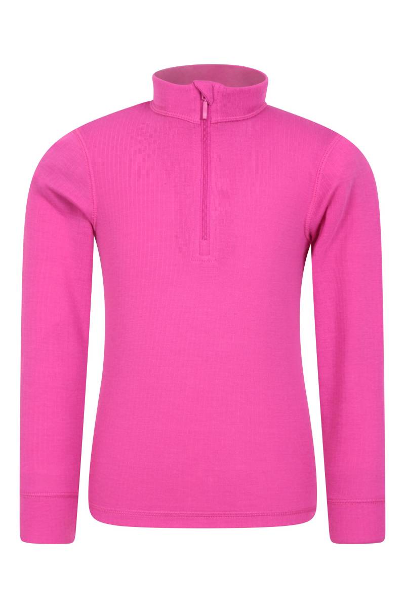 Talus Kinder Langarm-Baselayer mit Reißverschluss - Intensiv Pink von Mountain Warehouse