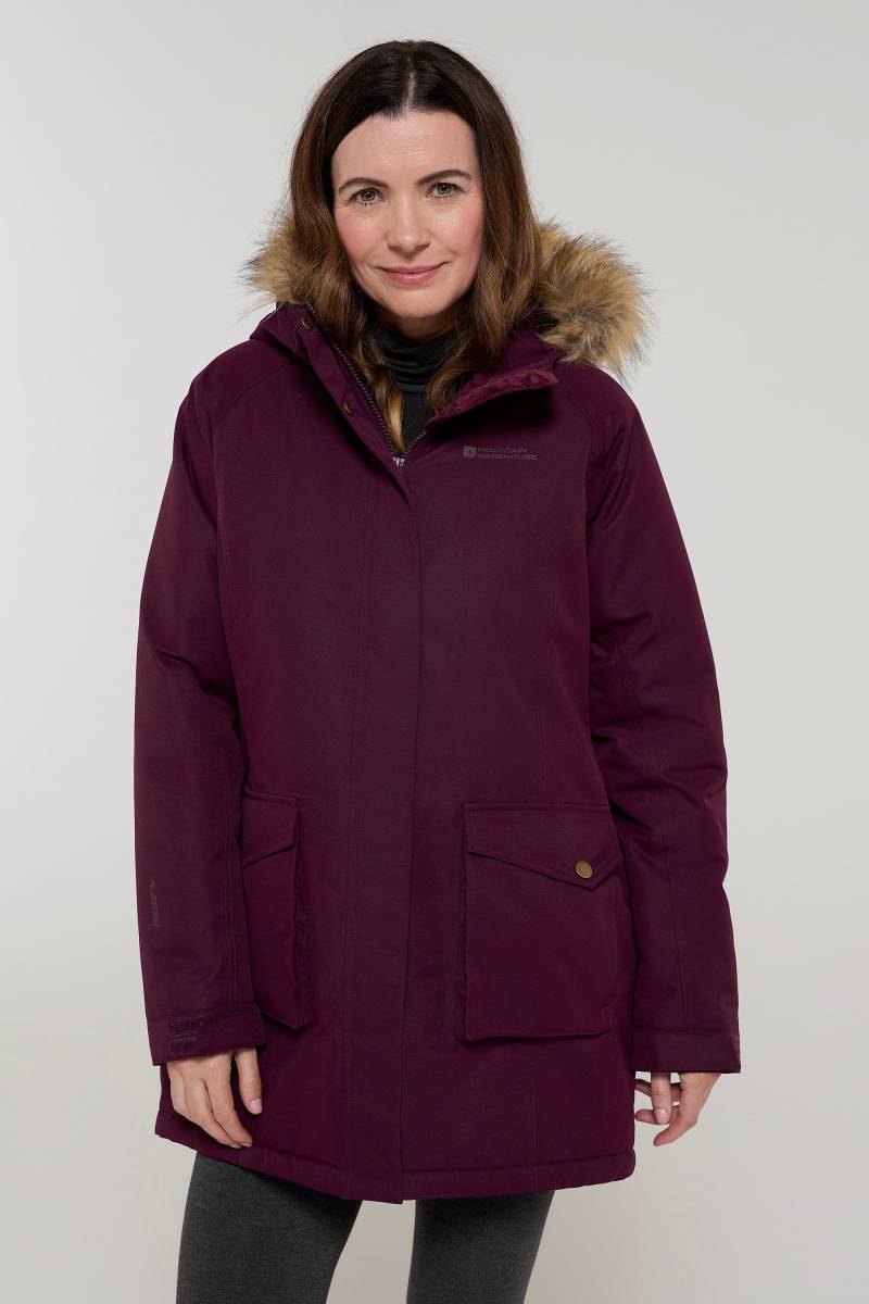 Tarka II Lange Damen Steppjacke - Burgunderrot von Mountain Warehouse
