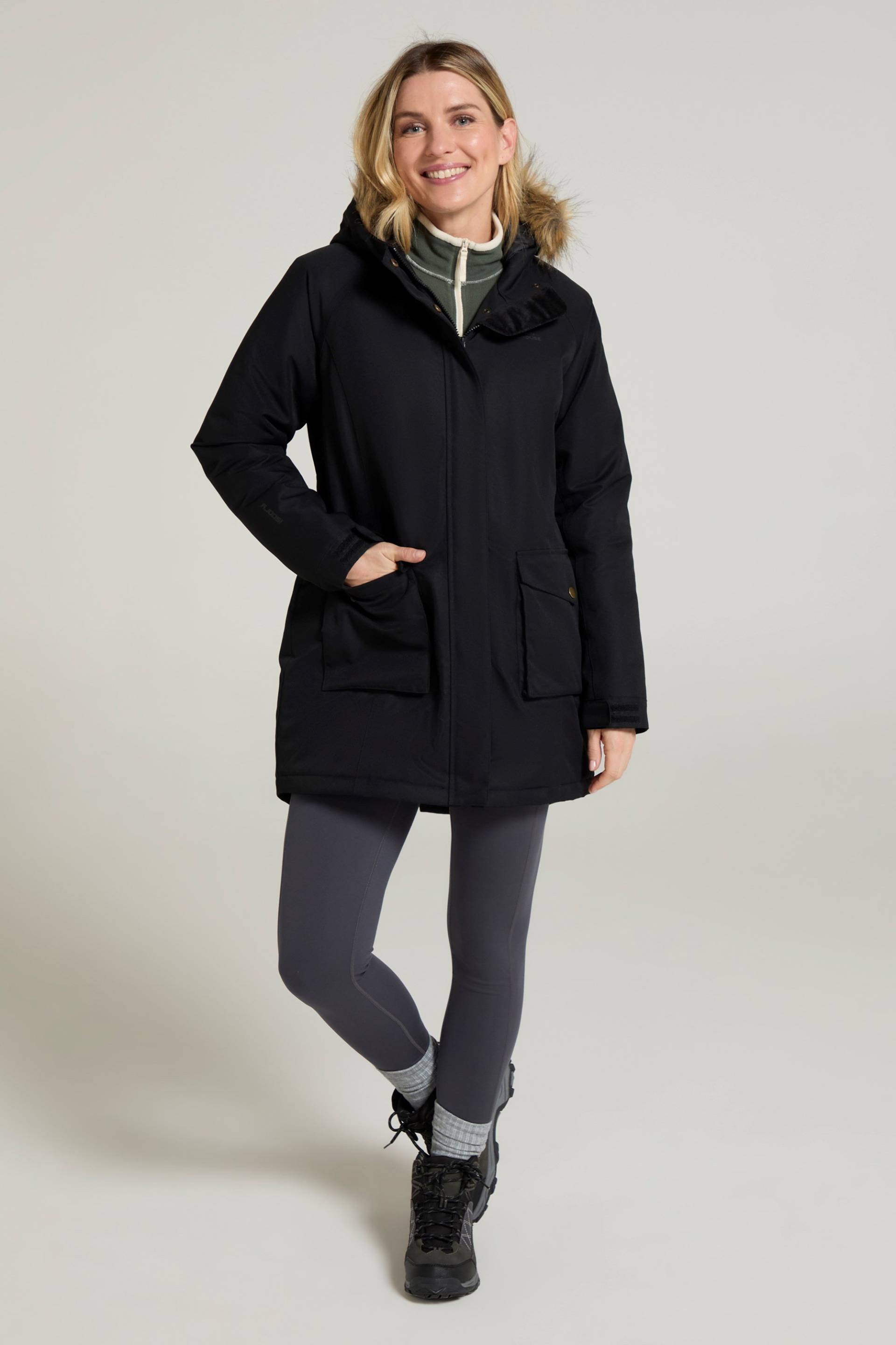 Tarka II Lange Damen Steppjacke - Schwarz von Mountain Warehouse