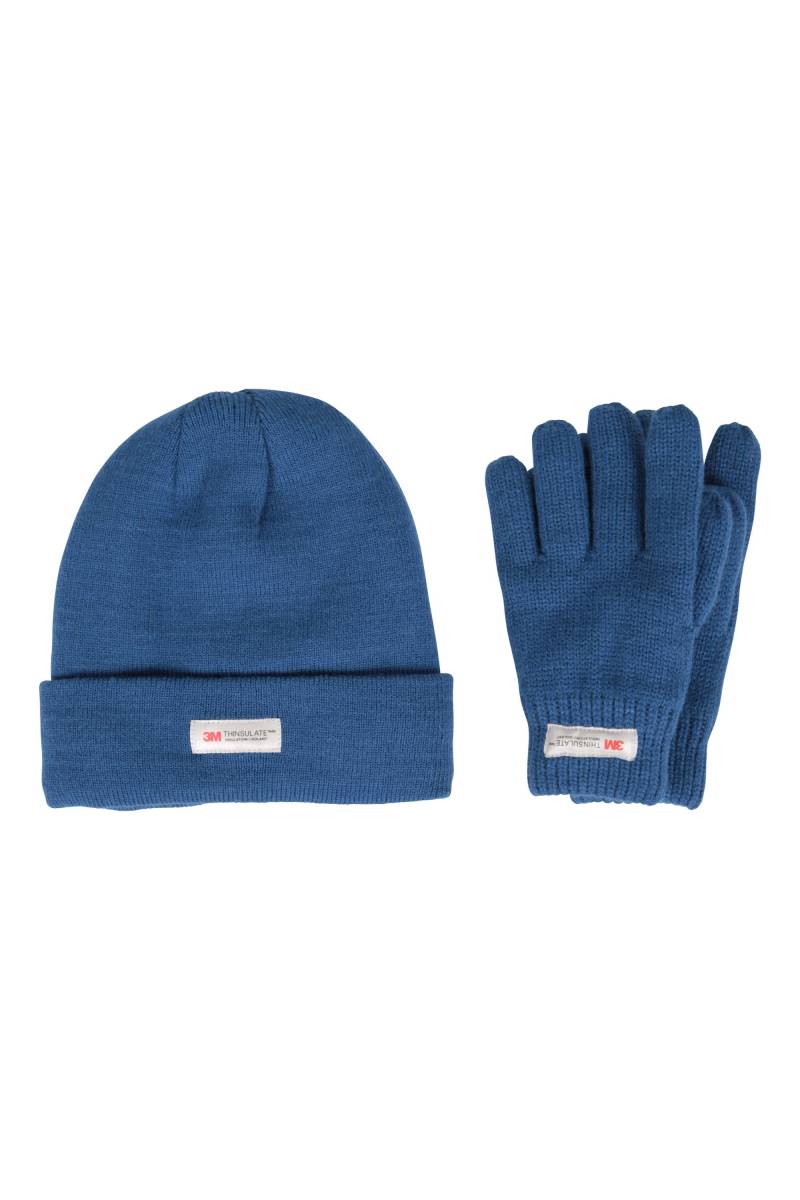 Thinsulate Gefüttertes Fleeceset Kindermütze und Handschuhe - Blau von Mountain Warehouse