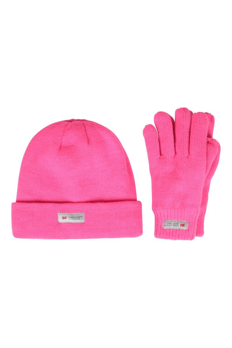 Thinsulate Gefüttertes Fleeceset Kindermütze und Handschuhe - Intensiv Pink von Mountain Warehouse