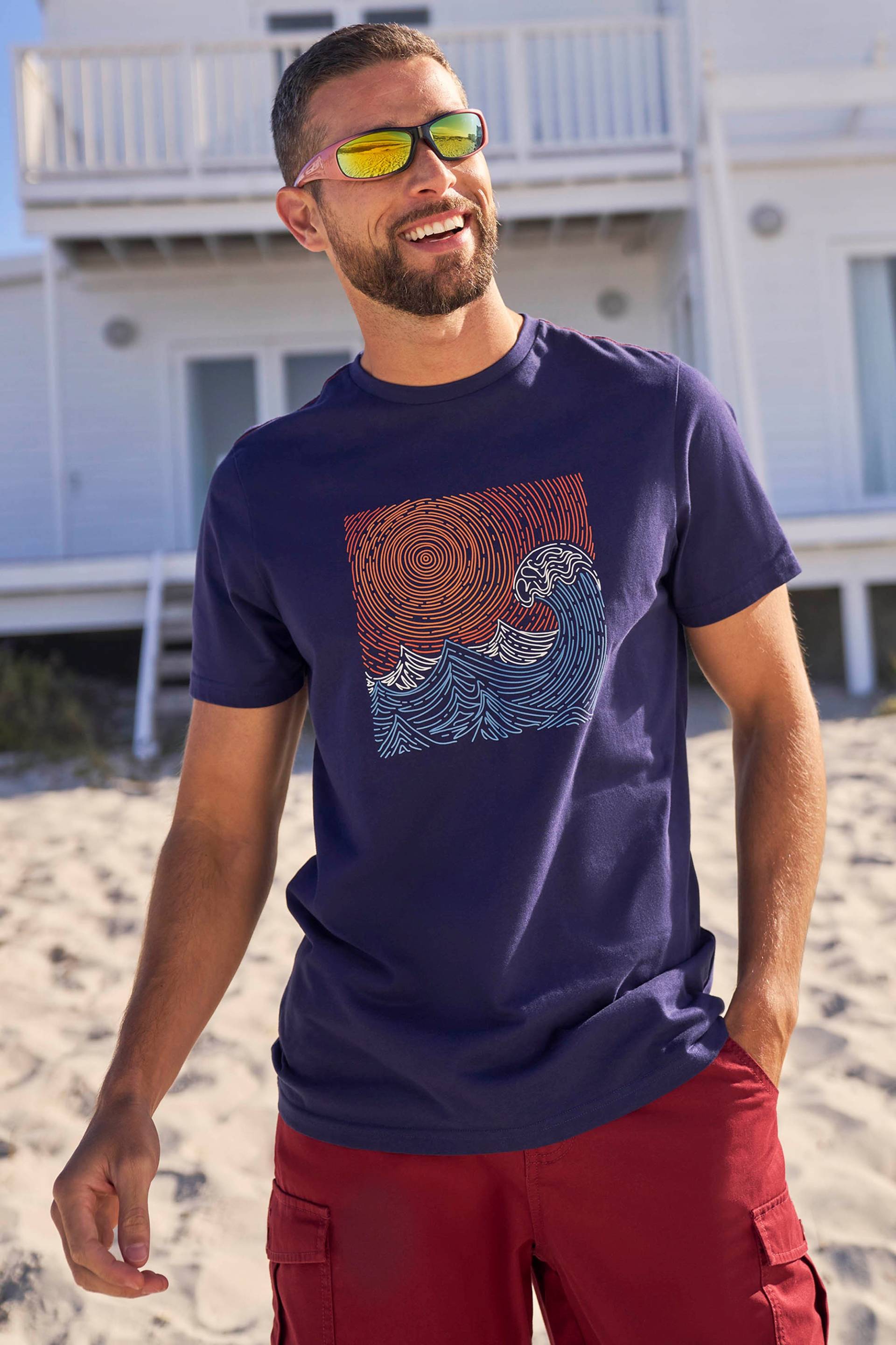 Tidal Wave Bio-Baumwoll Herren T-Shirt - Marineblau von Mountain Warehouse