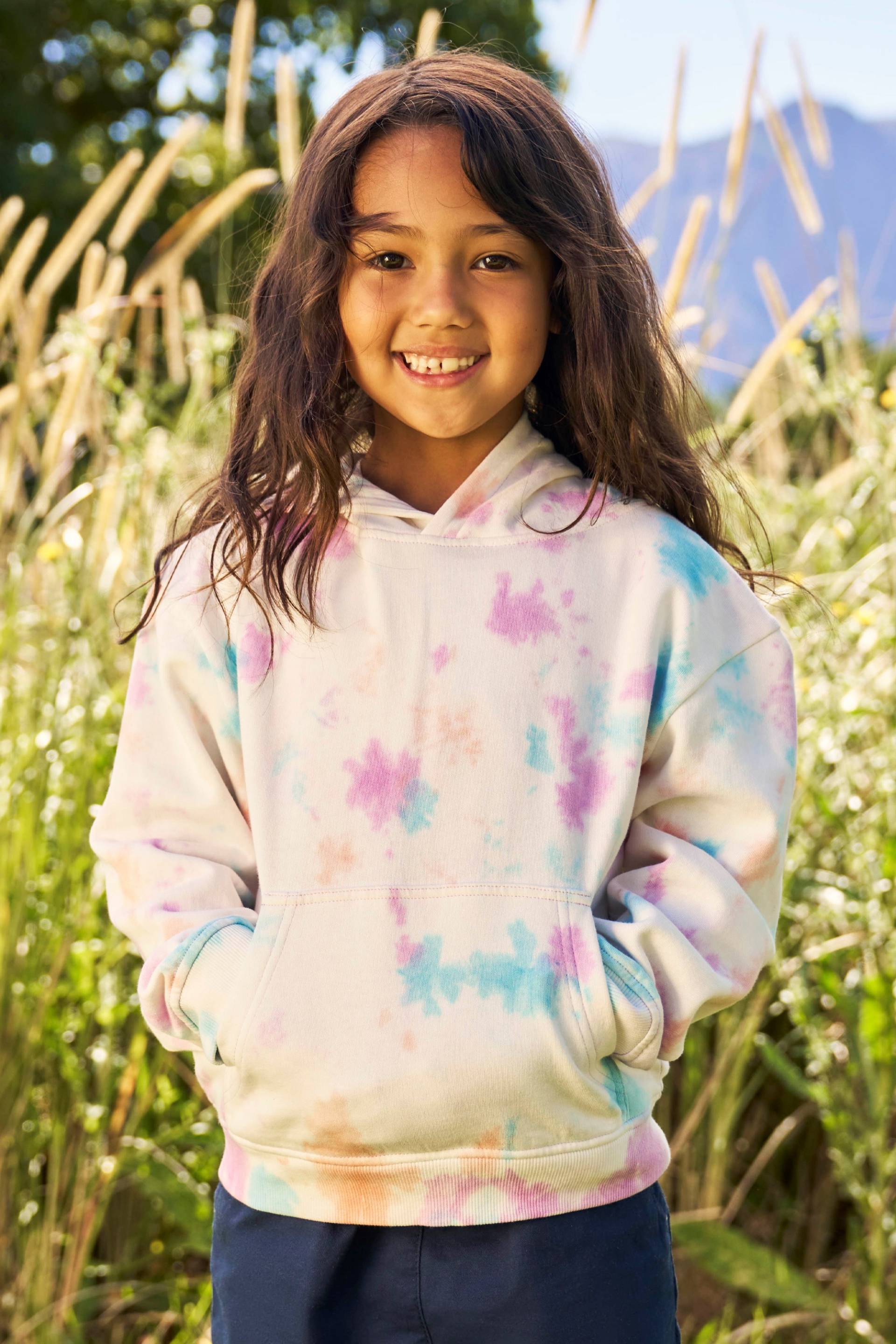 Tie Dye Kinder Bio-Baumwoll Kapuzenpulli - Lila von Mountain Warehouse