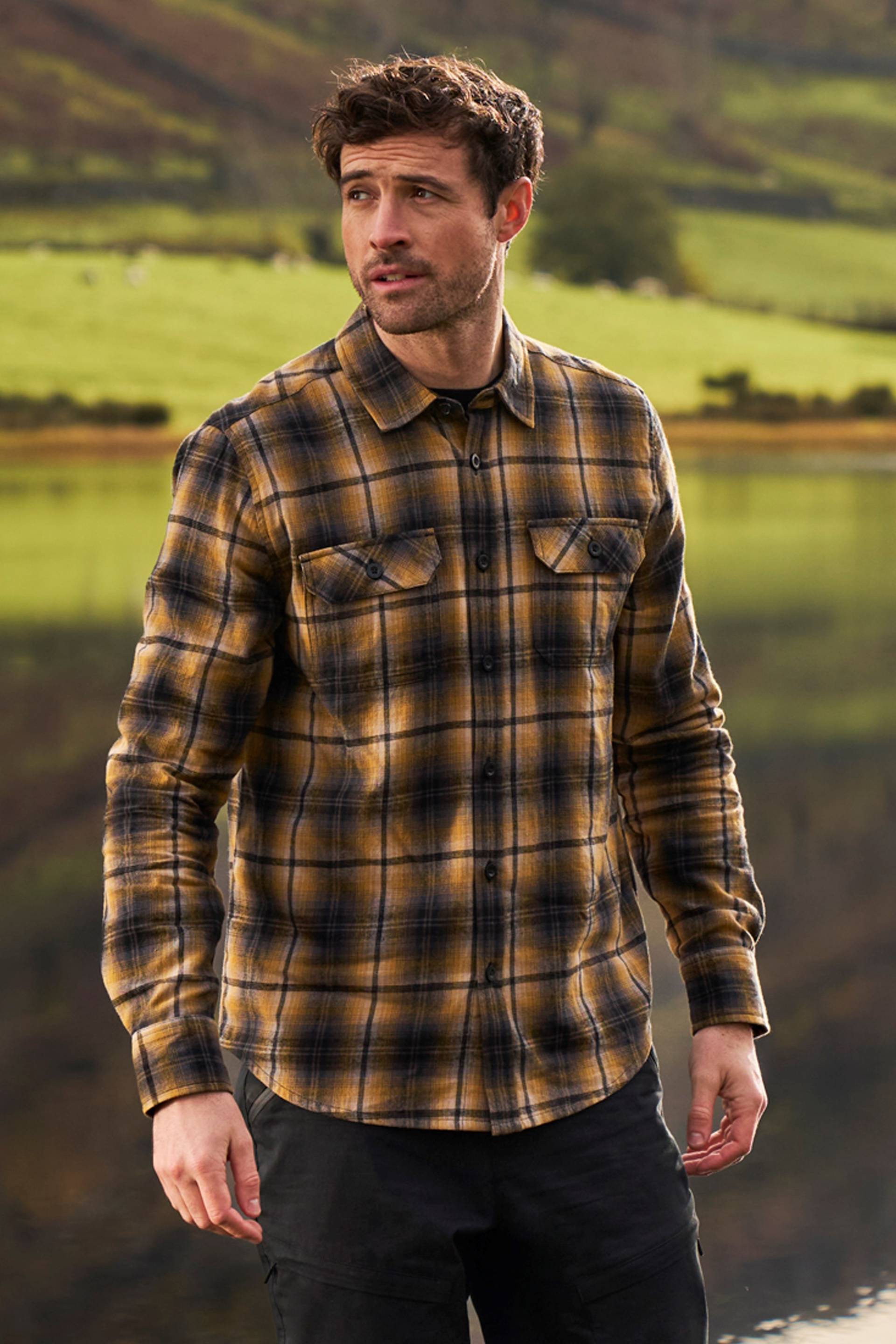 Trace Langärmliges Flanell-Shirt für Herren  - Gelb von Mountain Warehouse