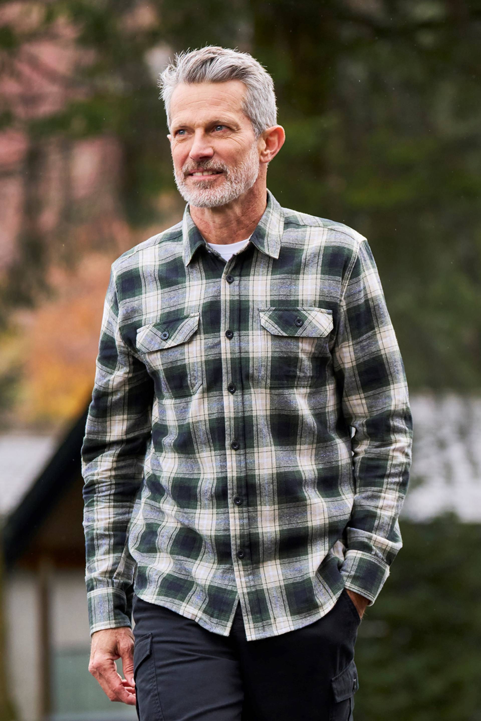 Trace Langärmliges Flanell-Shirt für Herren  - Grün von Mountain Warehouse