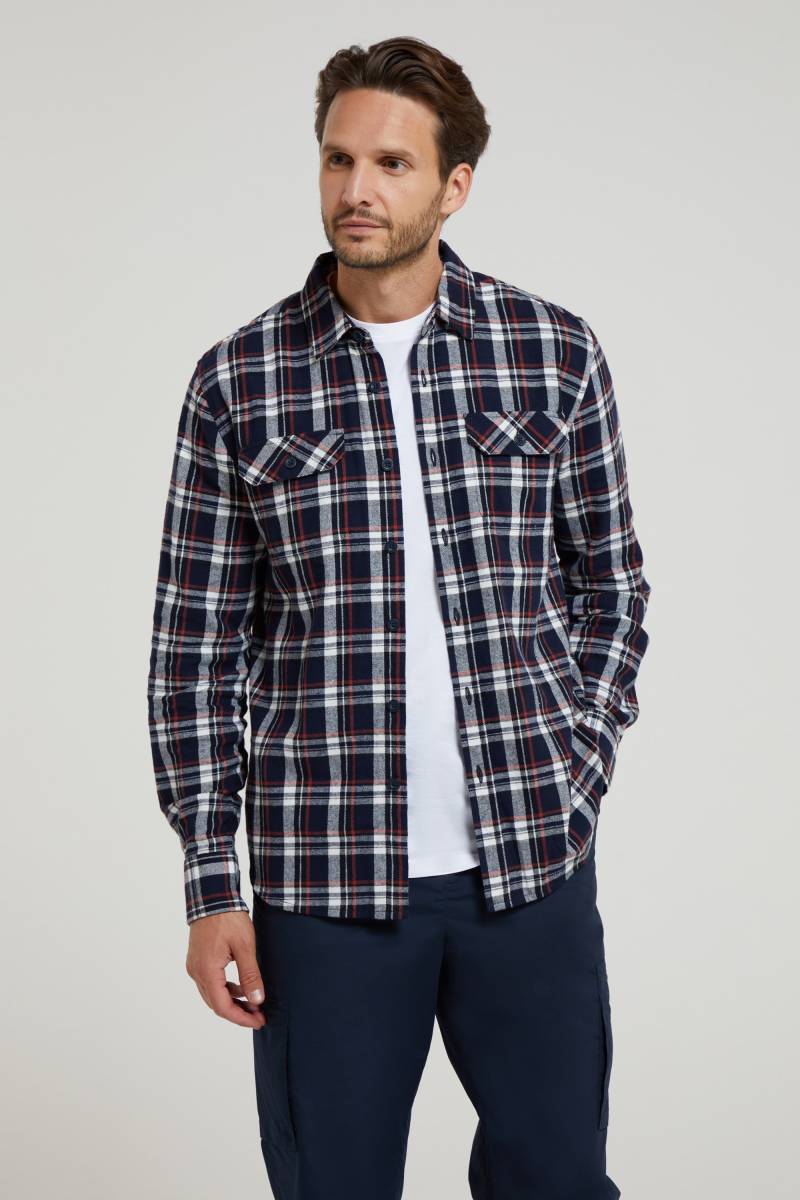 Trace Langärmliges Herren Flanellhemd - Blau von Mountain Warehouse