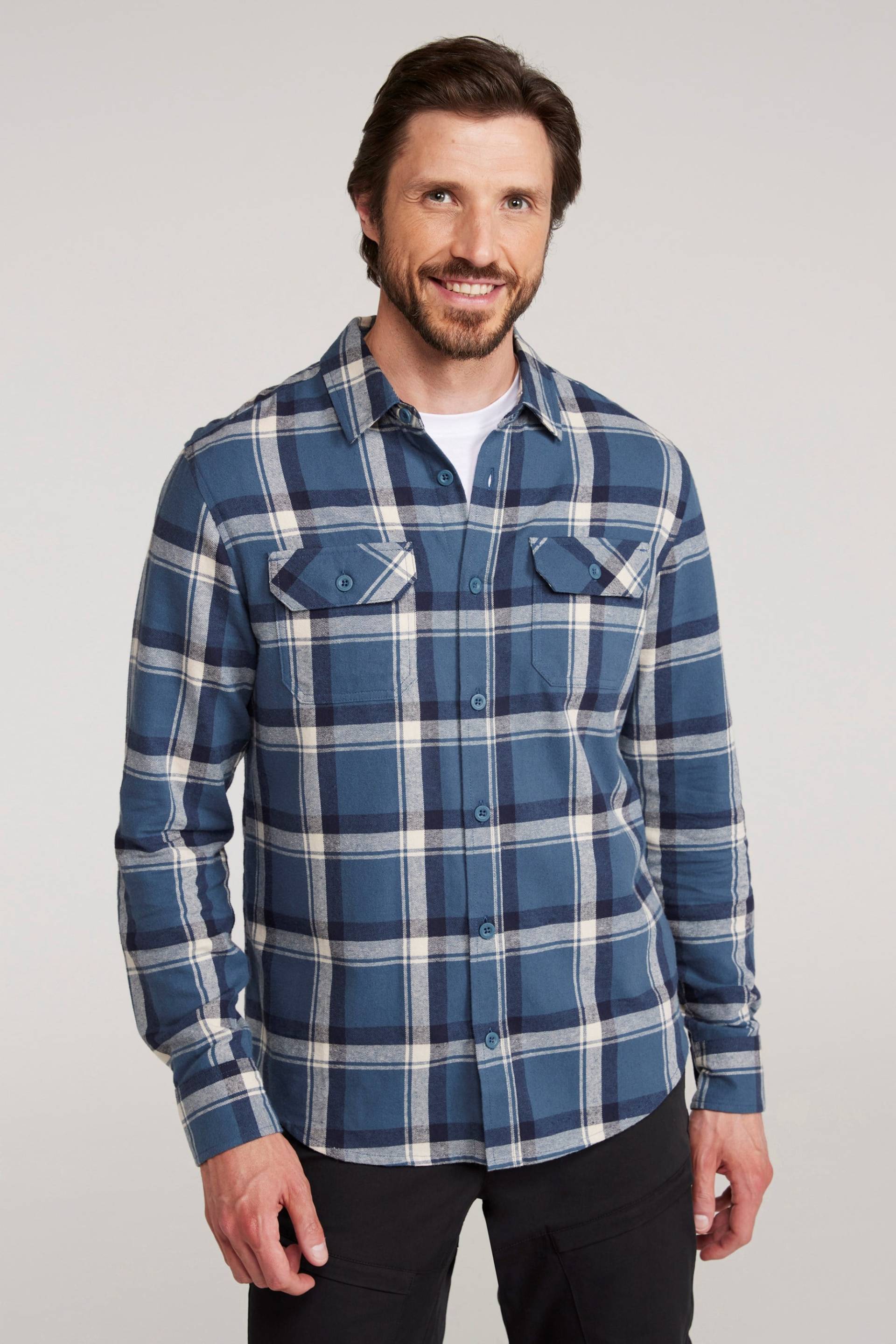 Trace Langärmliges Herren Flanellhemd - Dunkel Türkis von Mountain Warehouse