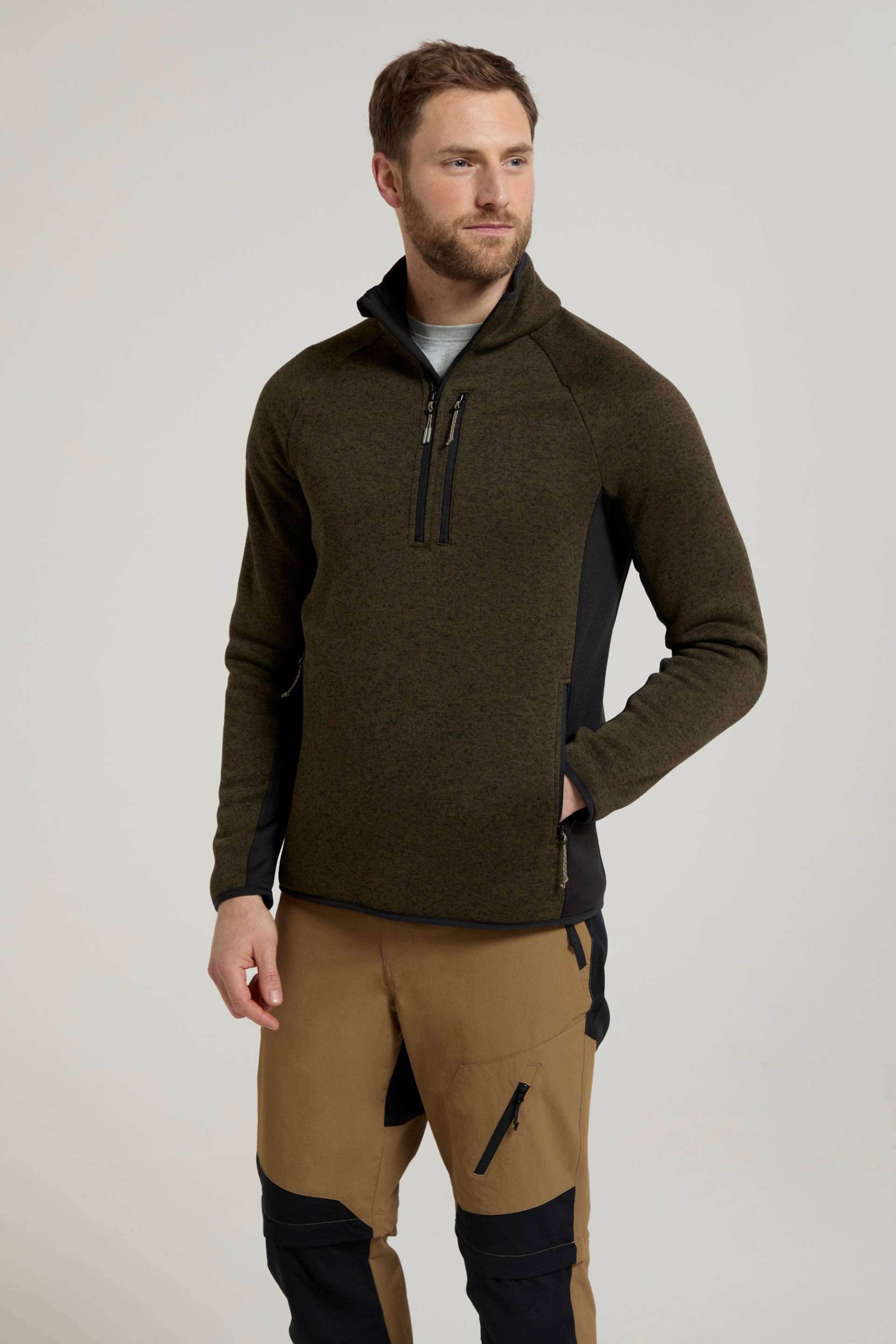 Treston Fleece mit halblangem Reißverschluss für Herren - Khaki von Mountain Warehouse