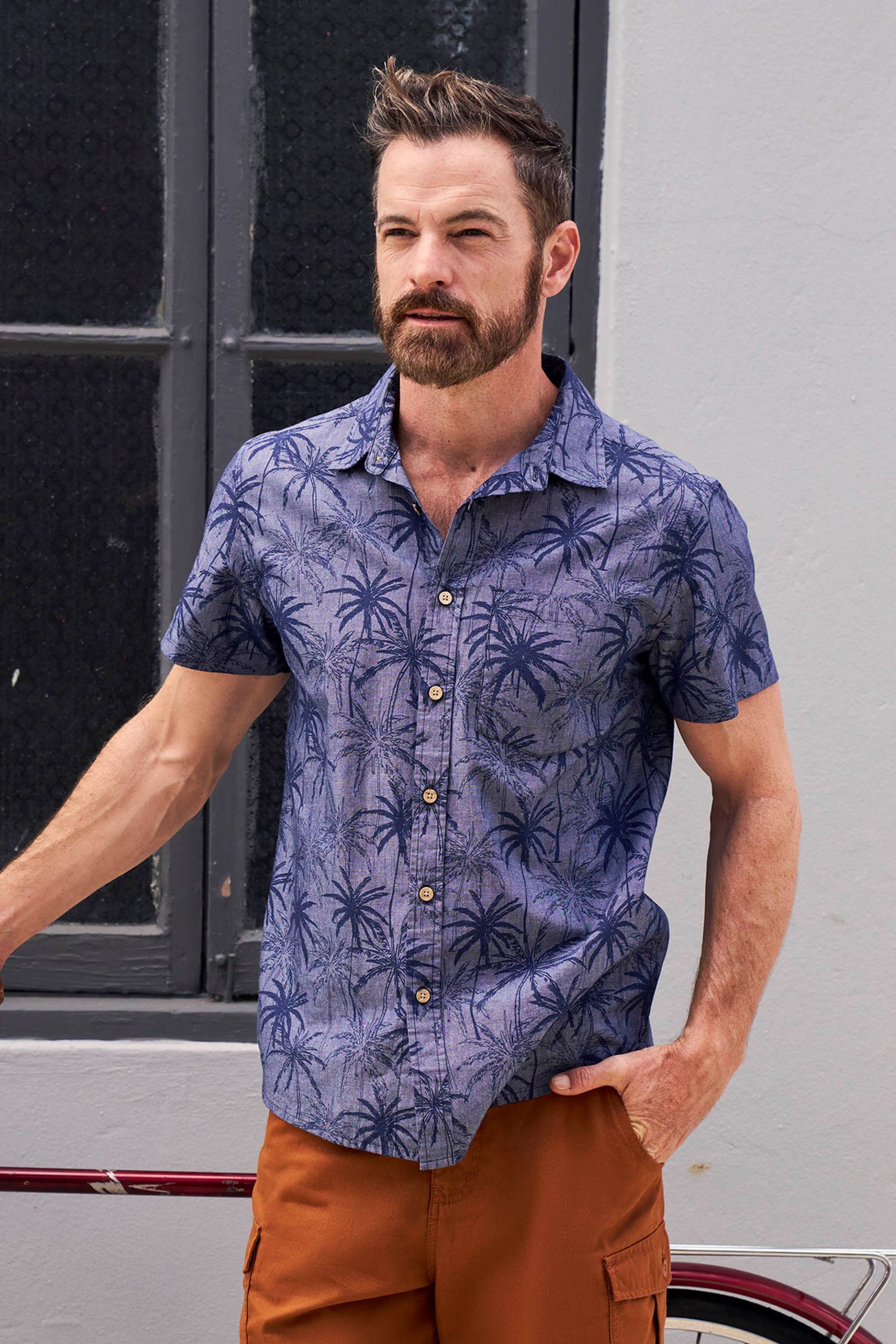 Tropical Bedrucktes Herren Kurzarm Shirt - Dark Blau von Mountain Warehouse