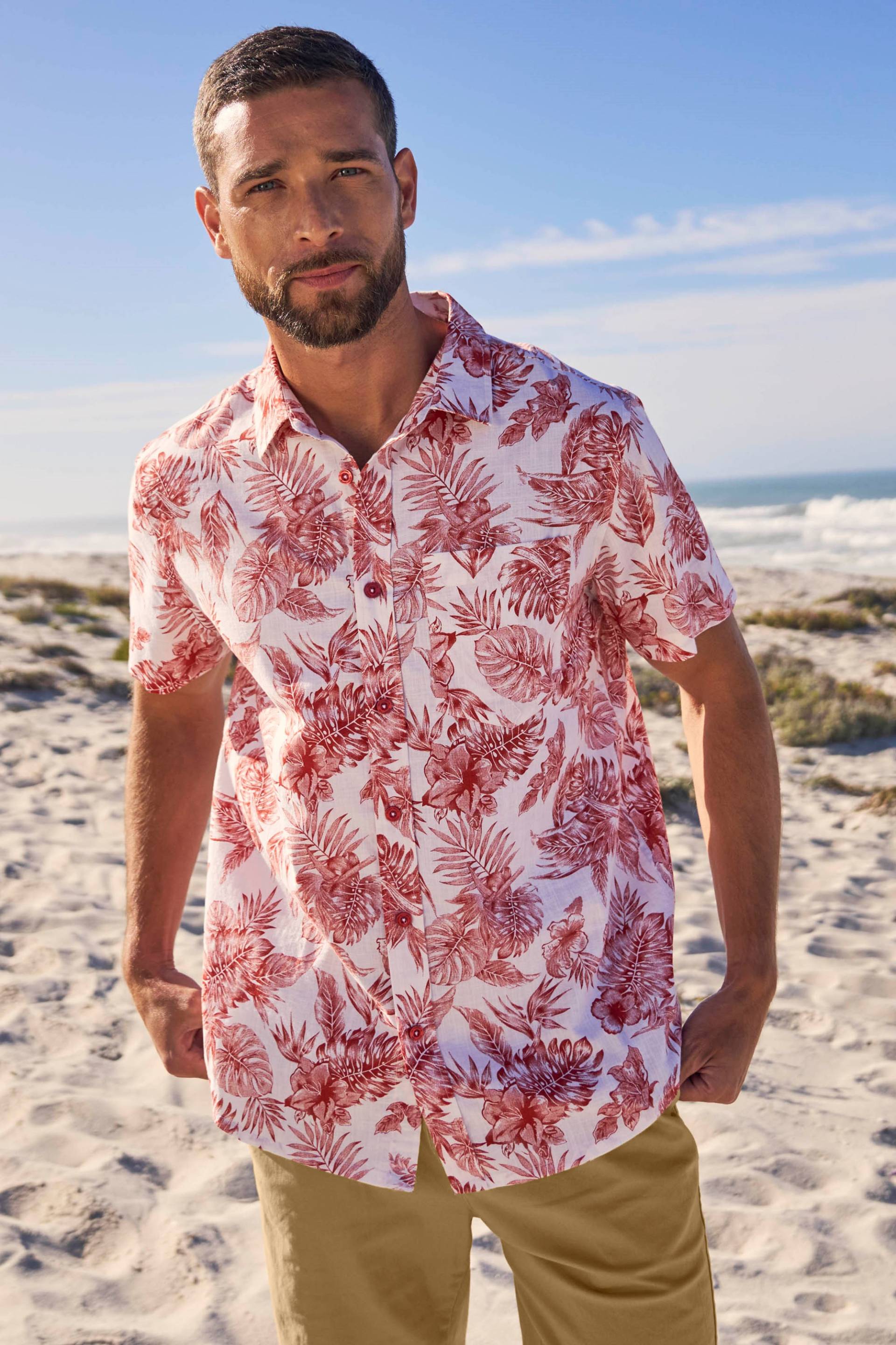 Tropical Bedrucktes Herren Kurzarm Shirt - Orange von Mountain Warehouse