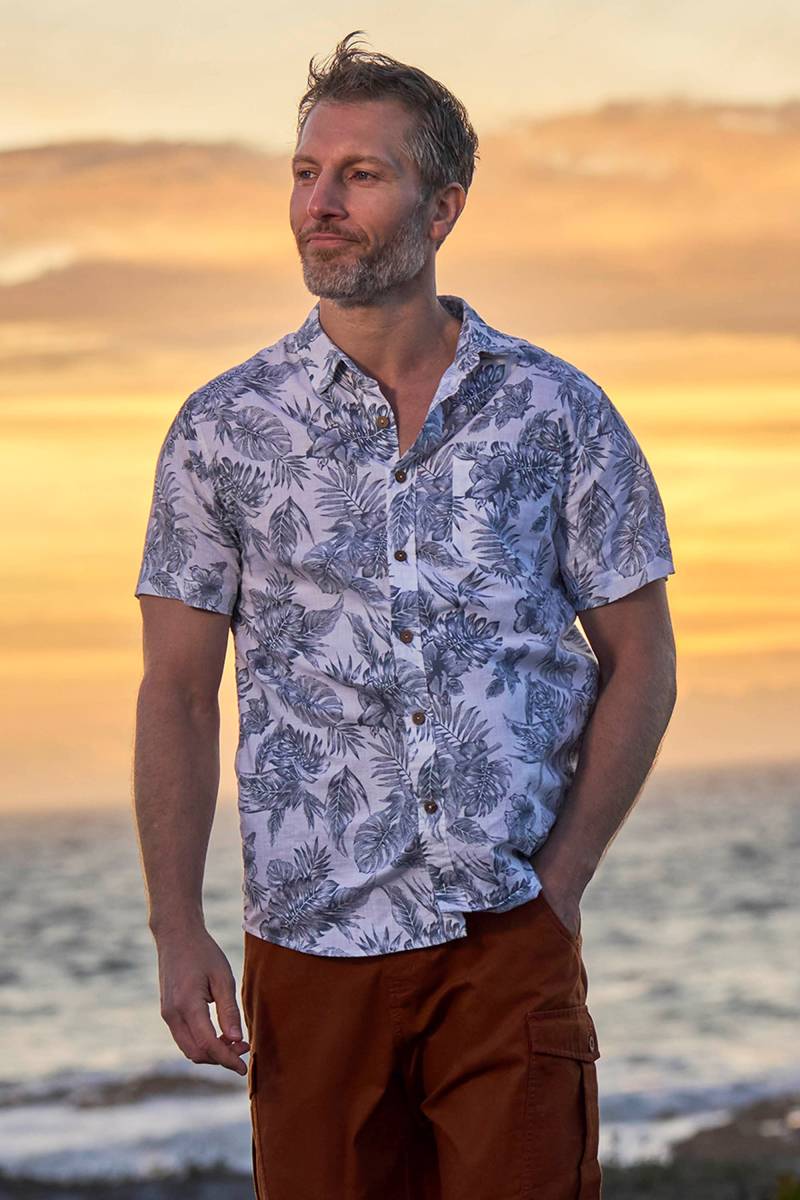 Tropical Bedrucktes Herren Kurzarm Shirt - Weiss von Mountain Warehouse