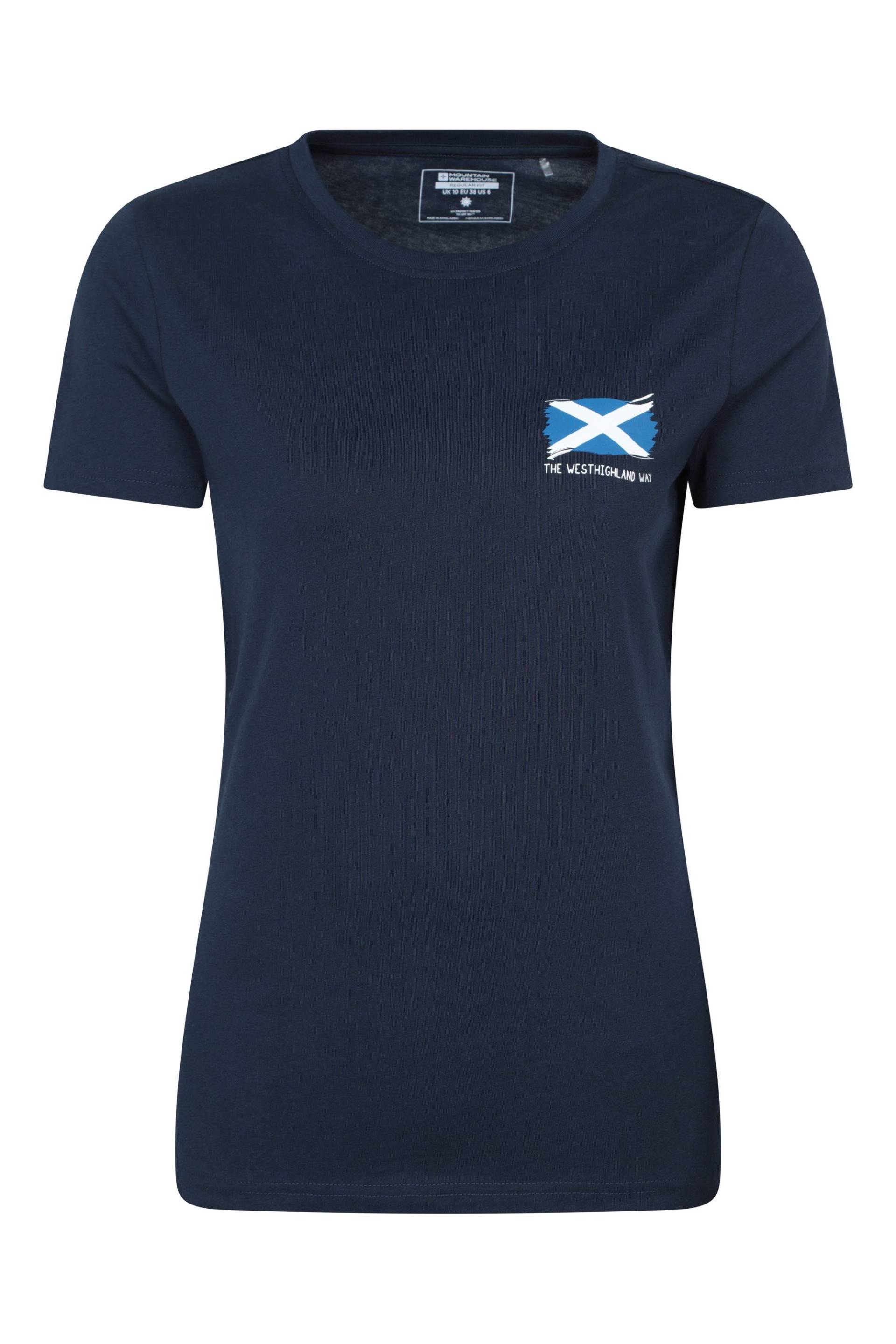 West Highland Way Damen-T-Shirt mit Grafik und kurzen Ärmeln - Marineblau von Mountain Warehouse