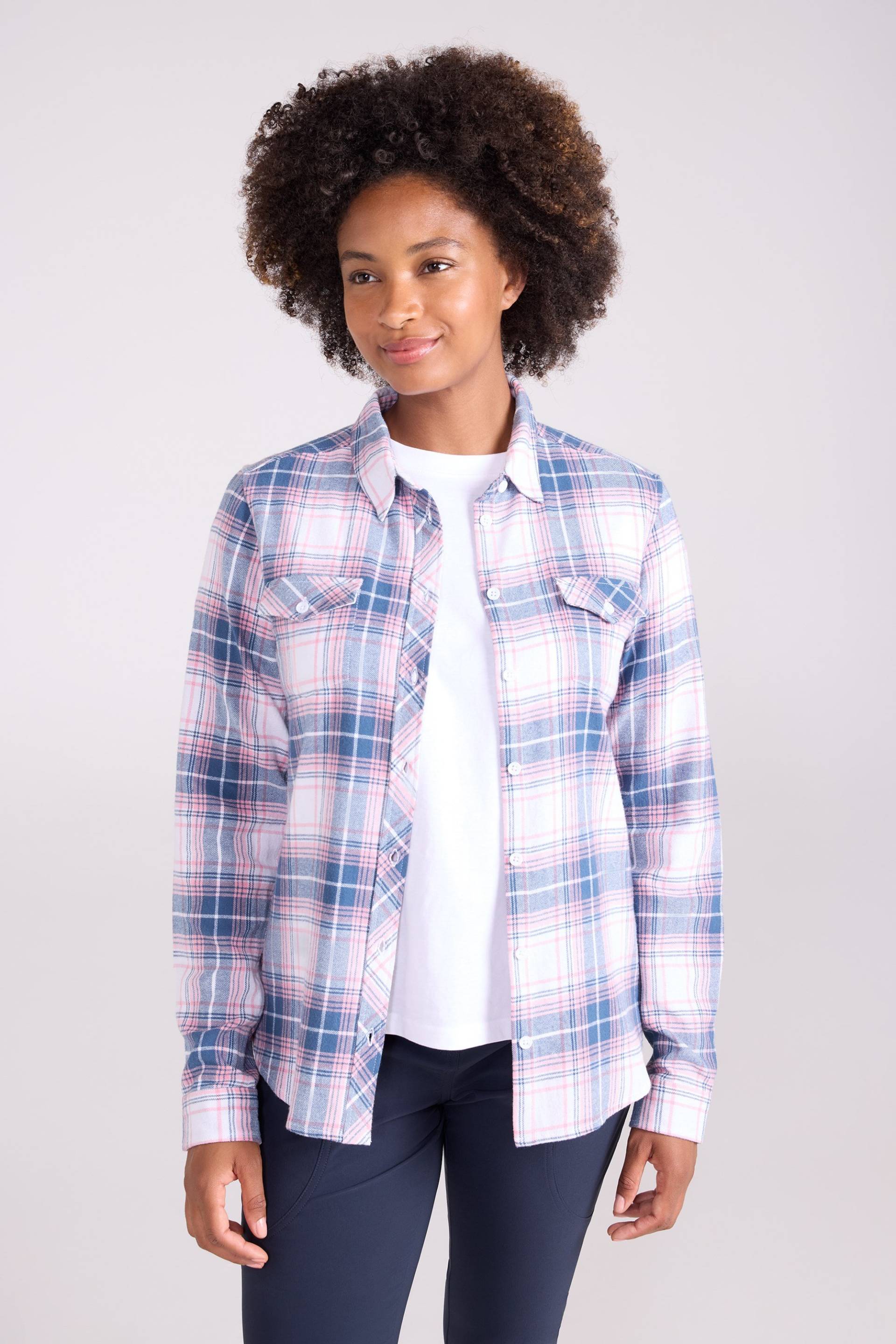 Willow Damen Aufgerautes Flanellhemd - Grauweiß von Mountain Warehouse