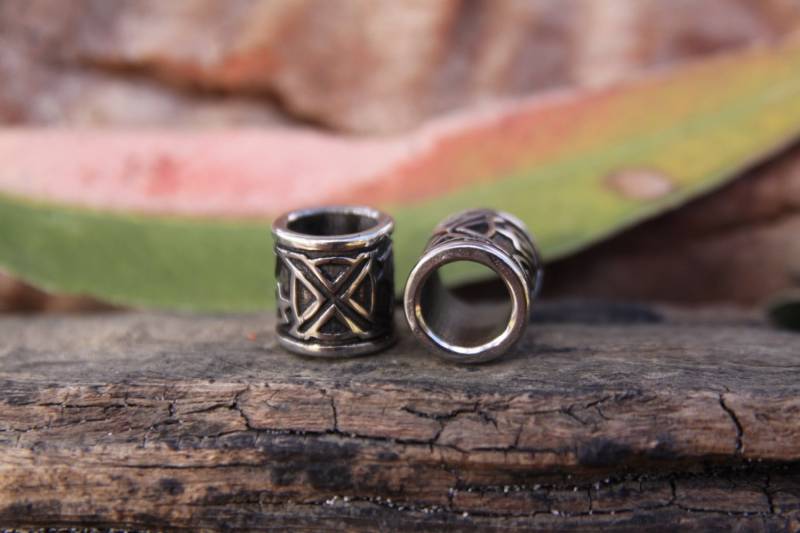 2Er Set Edelstahl Dreadlock Perlen X 8 Mm Loch | 5/16 Inch Wikinger Haarperle | Bartperle von MountainDreads