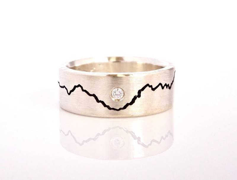 Diamant Berg Ehering Benutzerdefinierte Moderner Jubiläumsring von MountainRingJewelry