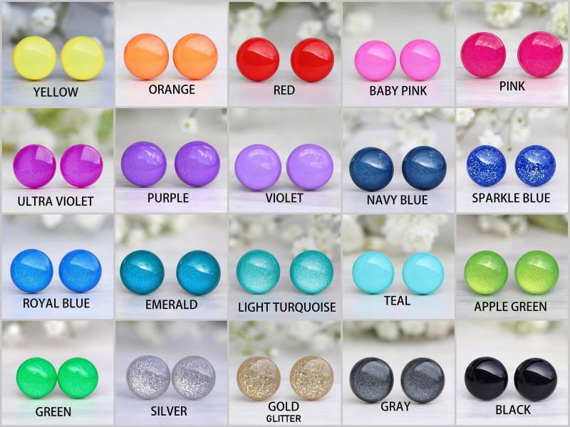 7 Mm Titan Ohrstecker Polymer Clay, Harzglasur 7 Mm Titan Ohrstecker Polymer Clay, Harzglasur von MountainSparklesArt