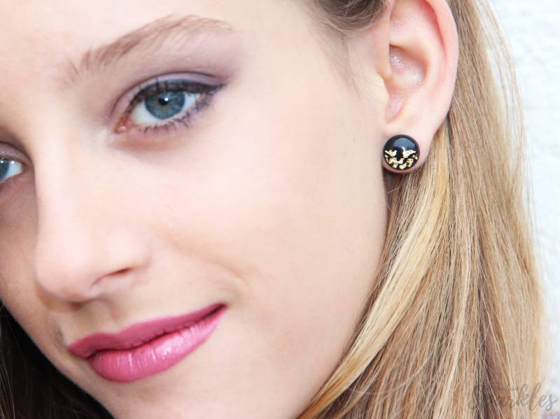 Schwarz Gold Titan Ohrstecker Polymer Clay Harz Ohrringe Schwarz Gold Titan Ohrstecker Polymer Clay Harz Ohrringe von MountainSparklesArt