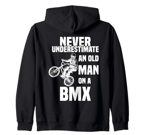 Never Underestimate an Old Man on a BMX Skelett fährt BMX Kapuzenjacke von Mountainbike Fahrrad Geschenk Downhill BMX Gift
