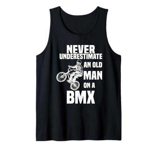 Never Underestimate an Old Man on a BMX Skelett fährt BMX Tank Top von Mountainbike Fahrrad Geschenk Downhill BMX Gift