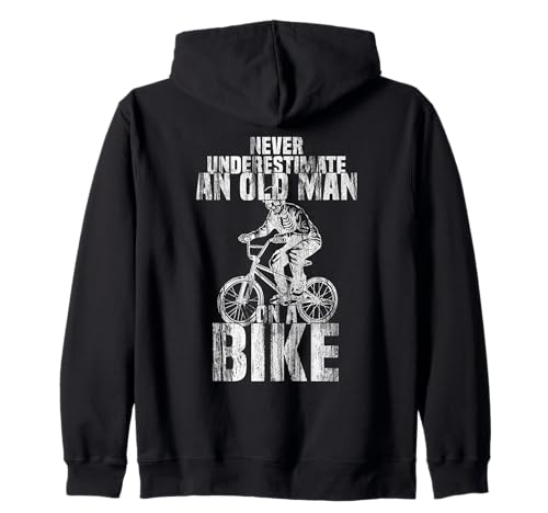 Never Underestimate an Old Man on a Bike Skelett fährt BMX Kapuzenjacke von Mountainbike Fahrrad Geschenk Downhill BMX Gift