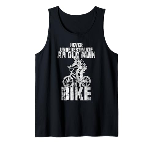 Never Underestimate an Old Man on a Bike Skelett fährt BMX Tank Top von Mountainbike Fahrrad Geschenk Downhill BMX Gift
