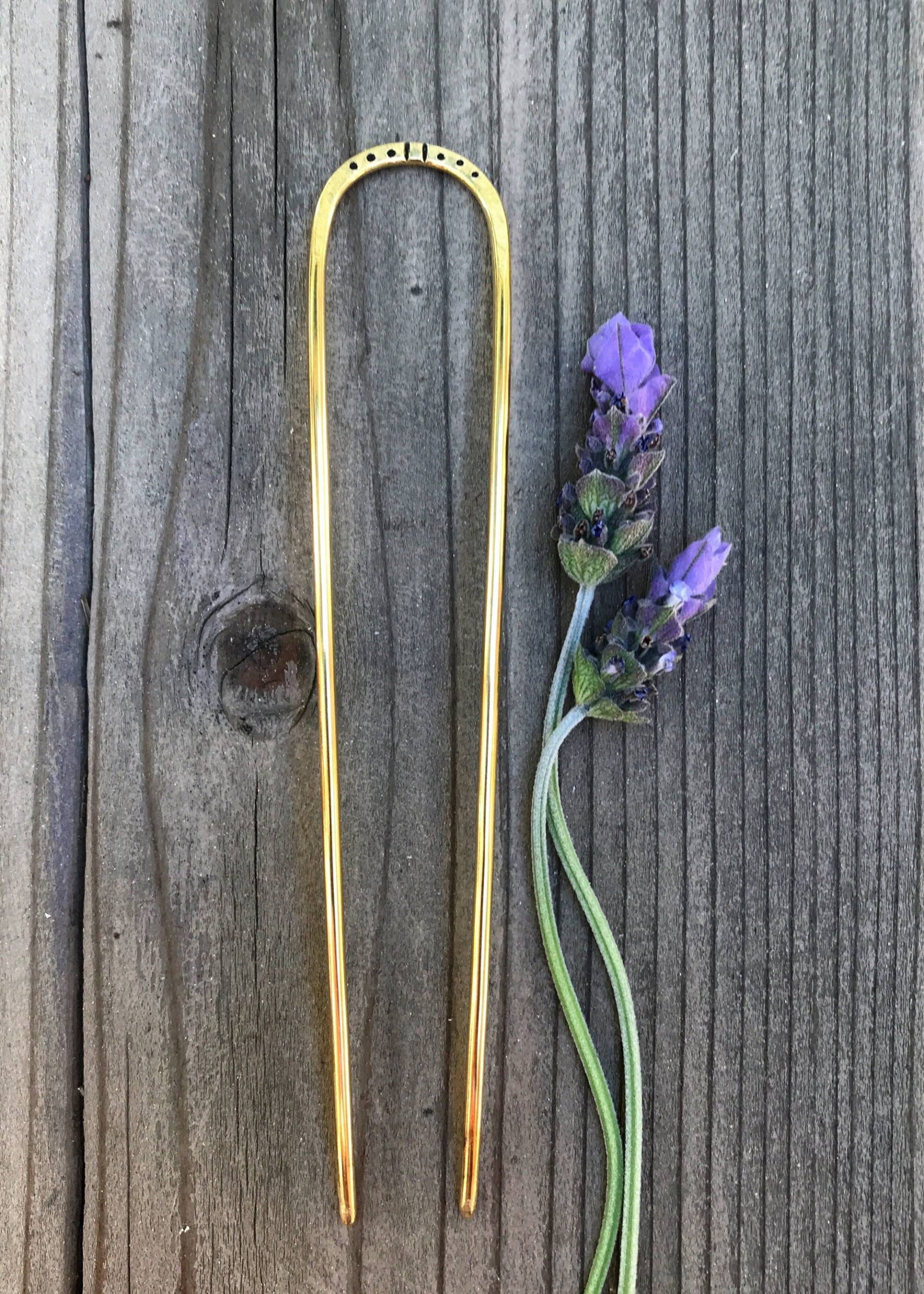 Haarnadel - 15, 5 cm Für Dickes Haar, Handgefertigte Messing Langes Haargabel, Haarstab, Lockiges Haargabel von MountainsandSkye