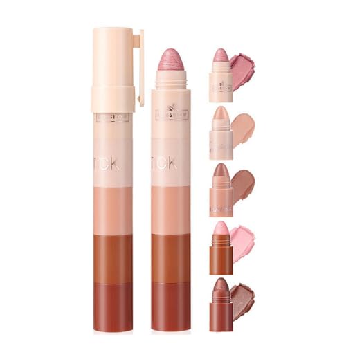 5-in-1-Matt-Lidschattenstift – cremefarbener Lidschattenstift, Highlighter-Stift für natürliche Augen, wasserfester Lidschattenstift (A) von Mounteps